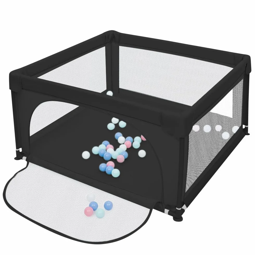 Parc Enfant Modulable Antidérapante 120x120x66 cm Noir