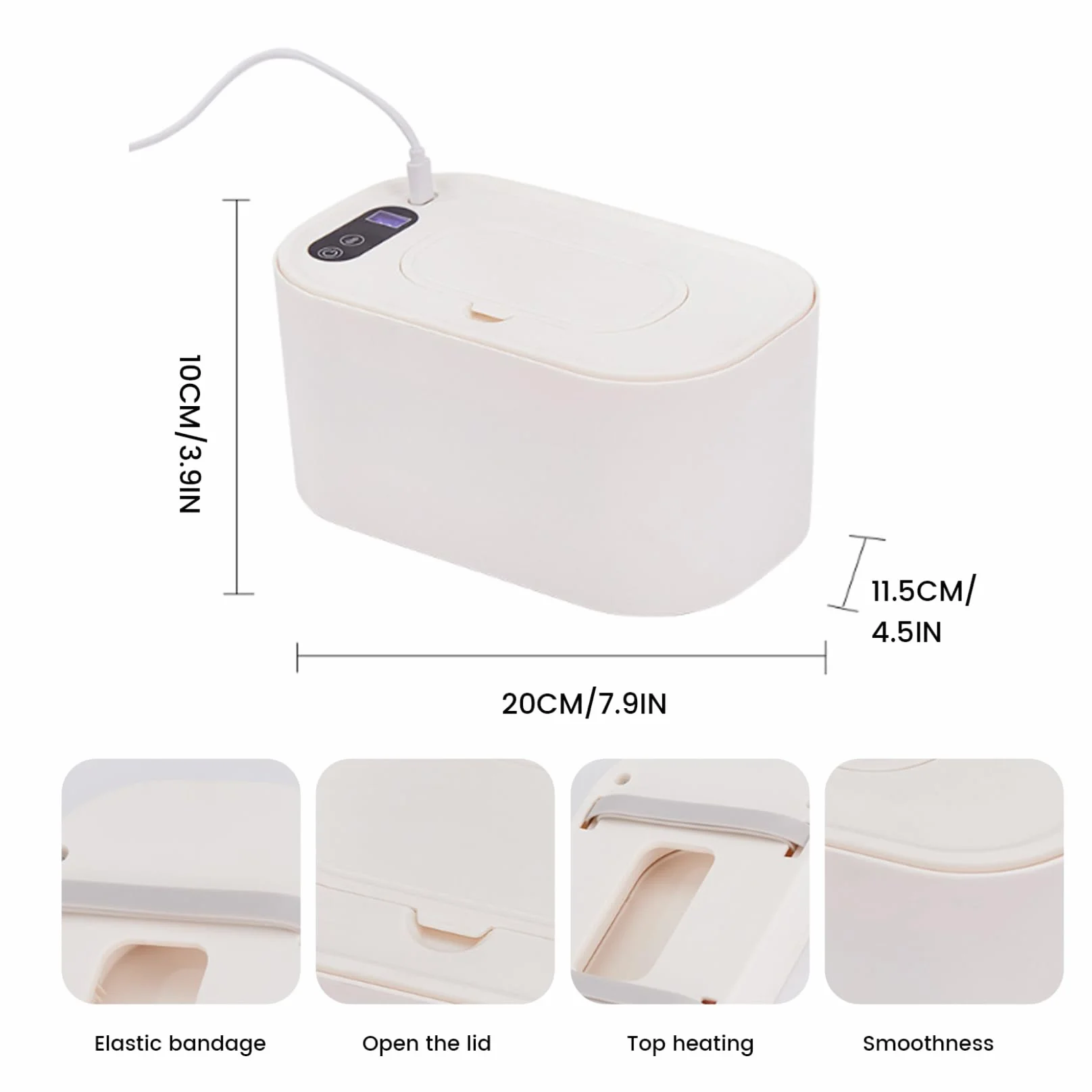 Chauffe-lingettes bébé 40-60 °C réglable silencieux écran LED distributeur USB portable