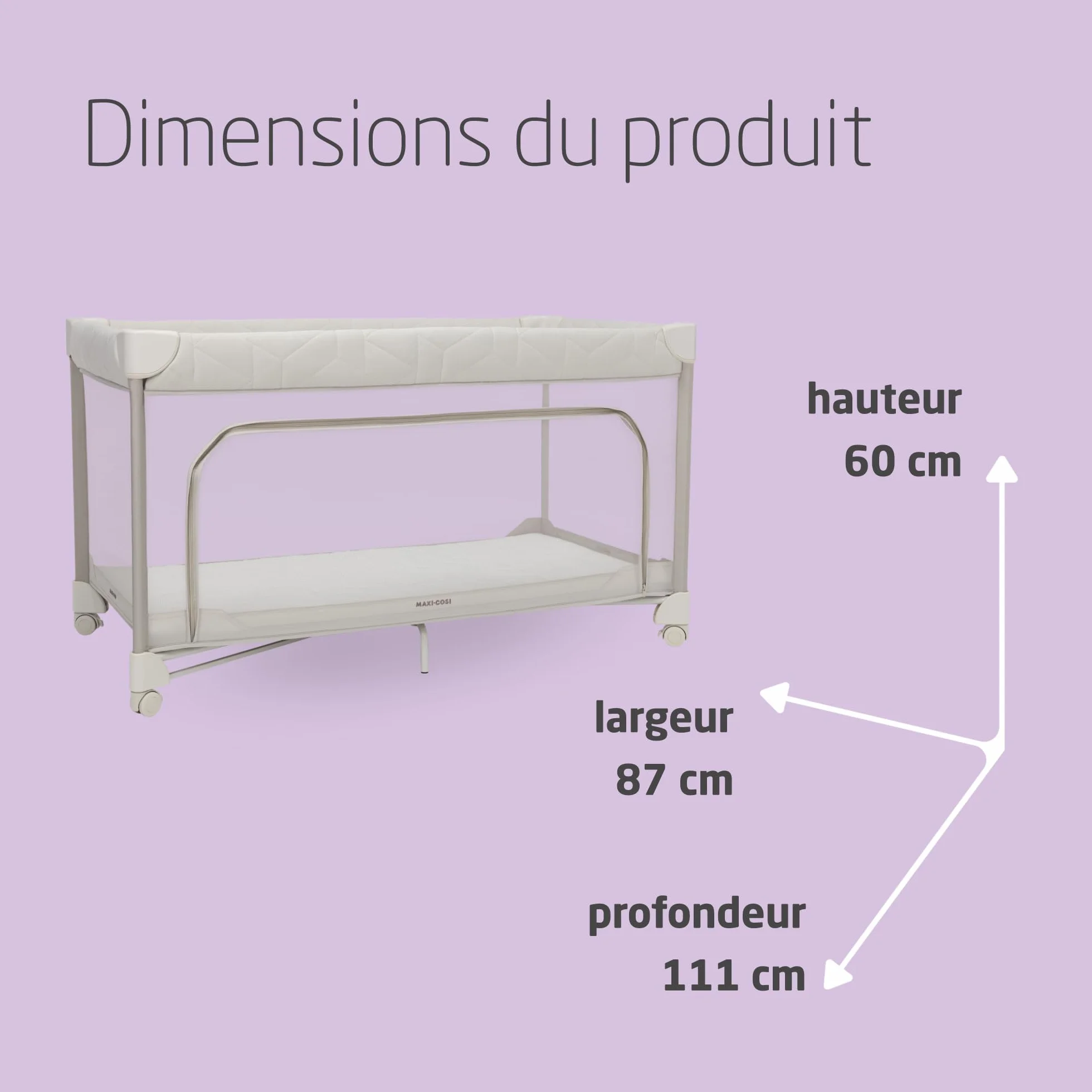 Maxi-Cosi Merlin Lit Parapluie Bébé 2-en-1 0-4 A 18 kg Pliable Matelas CloudCore 120 x 60 cm Elegance Beige