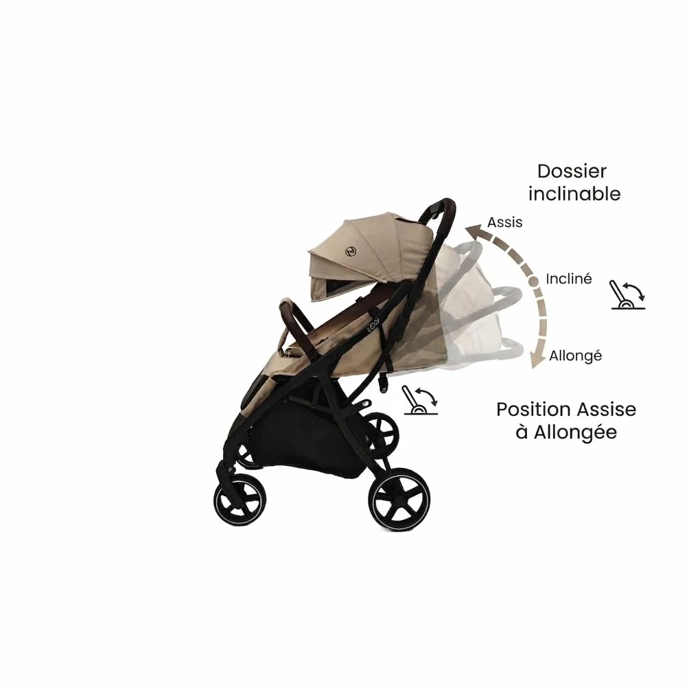 Nania Lexy poussette citadine compacte canne 0-4 ans 22kg légère 7,5 kg inclinable habillage pluie couvre-jambe inclus