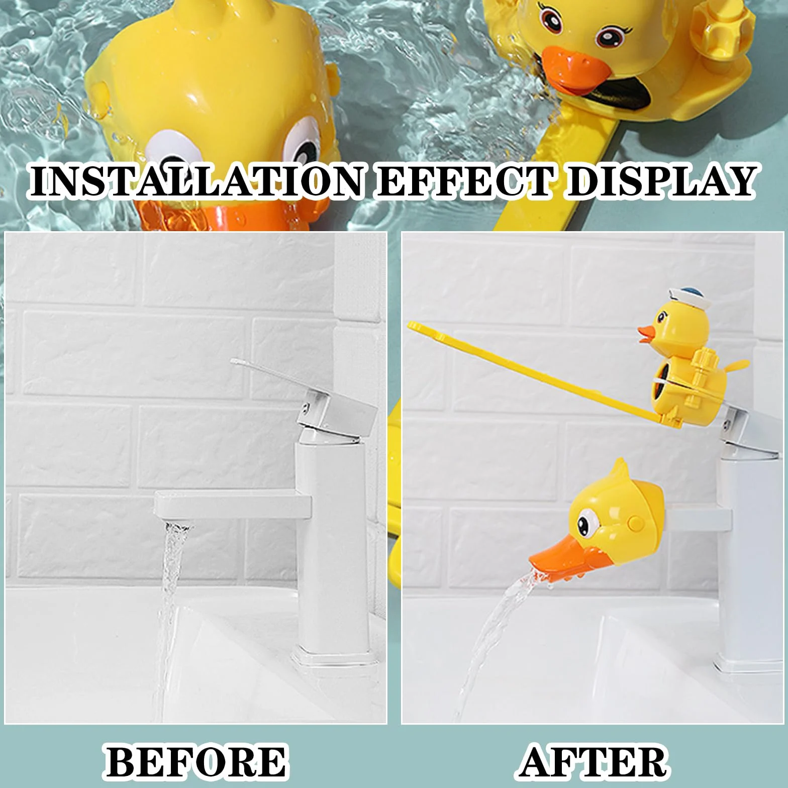 Extension Robinet pour Enfant 1 Pièces Robinet de Rallonge Design Canard réglable