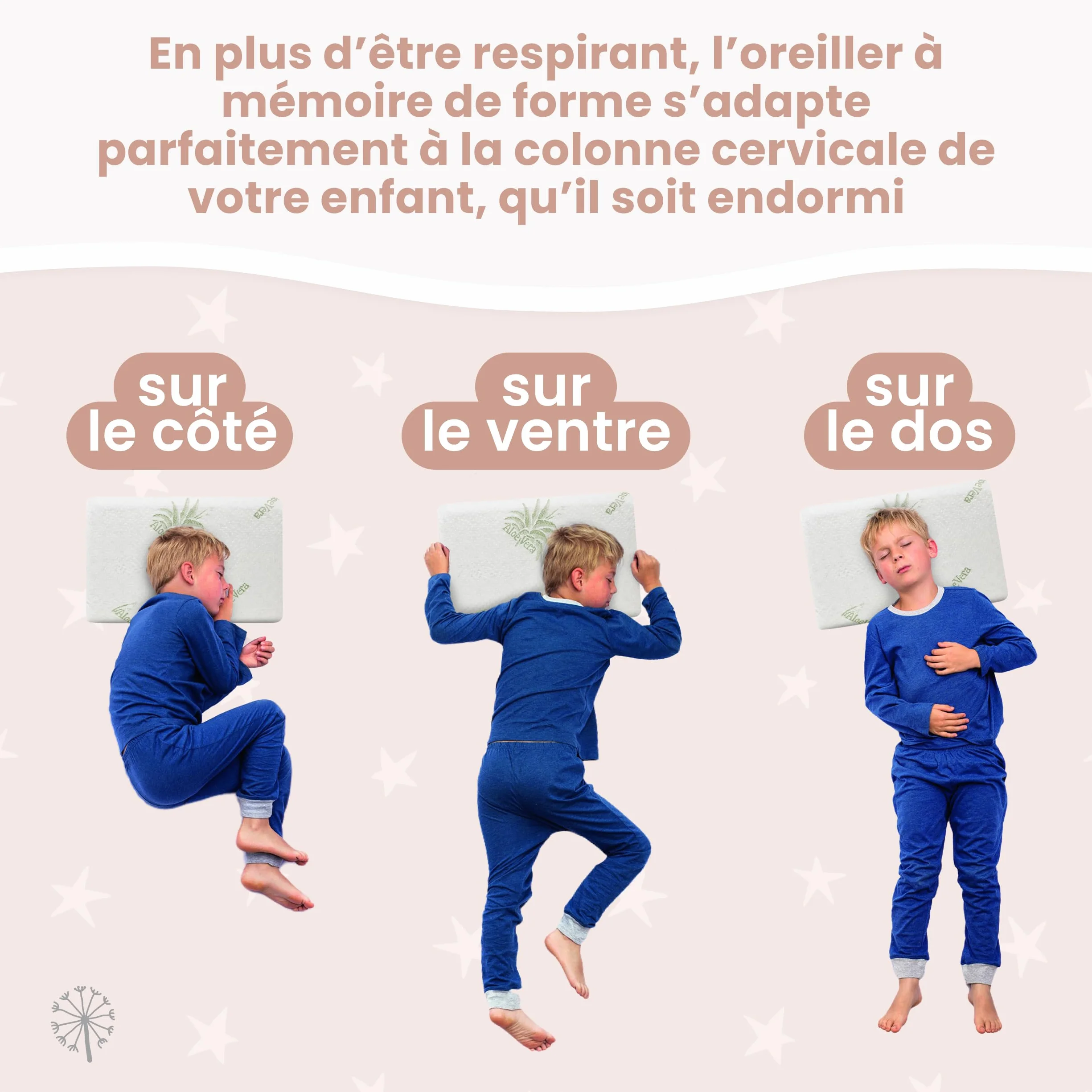 MIMUSELINA Oreiller Memoire Forme 50x30x5,5 cm pour Bébé et Enfants Anti-Étouffement Hypoallergénique