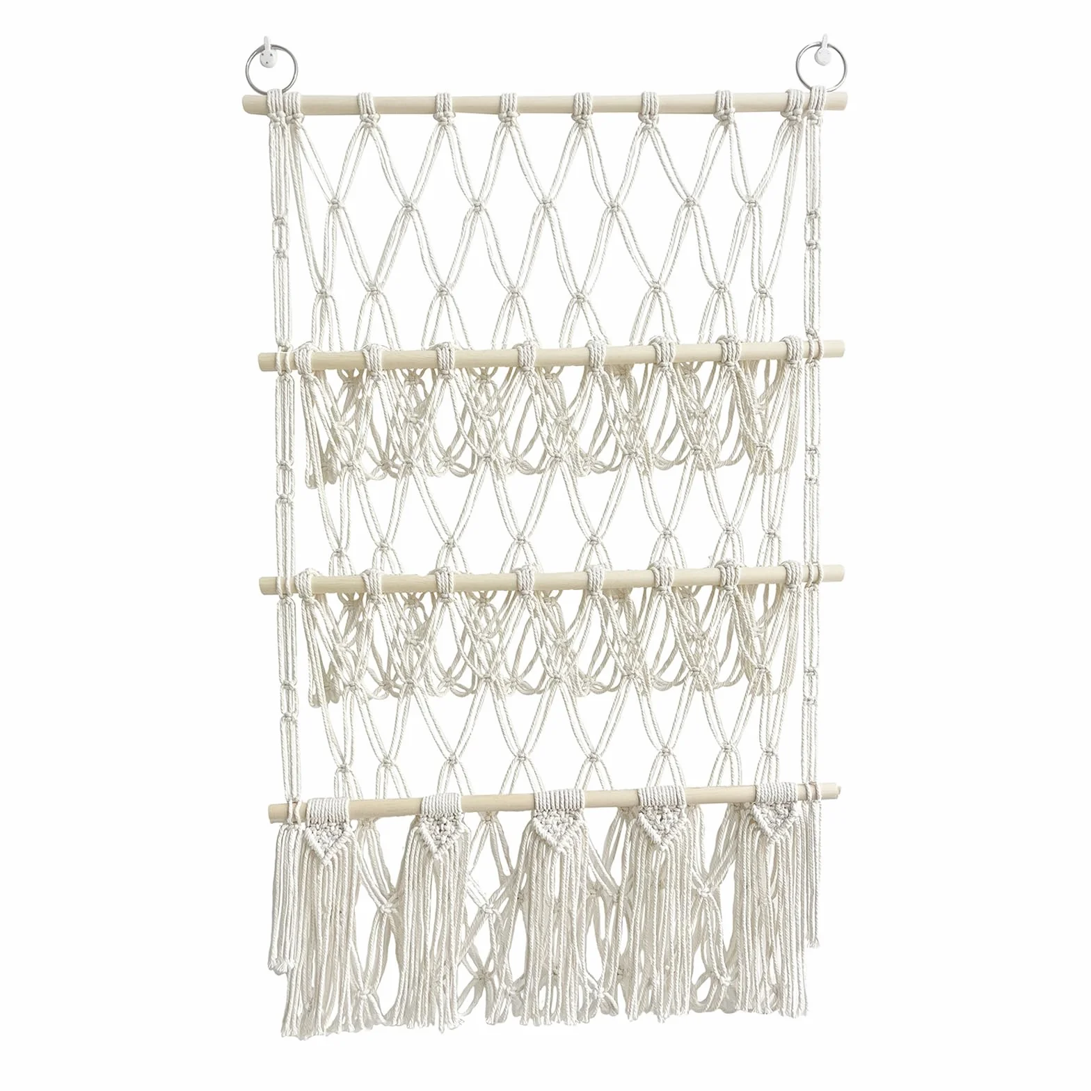 Hamac de Rangement pour Jouets Tissée à la Main en Corde de Coton à Suspendre Support de Rangement Peluche
