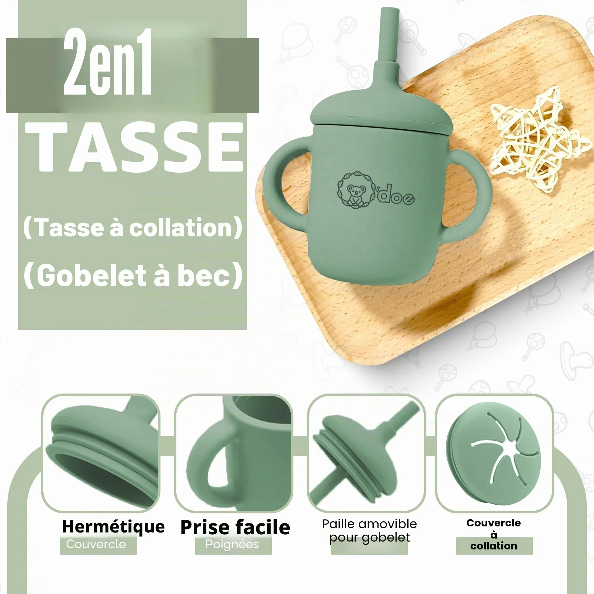 Set Repas Bébé 15 Pièces avec Bol Silicone à Ventouse, Cuillères, Tasses, Bavoirs, Assiettes