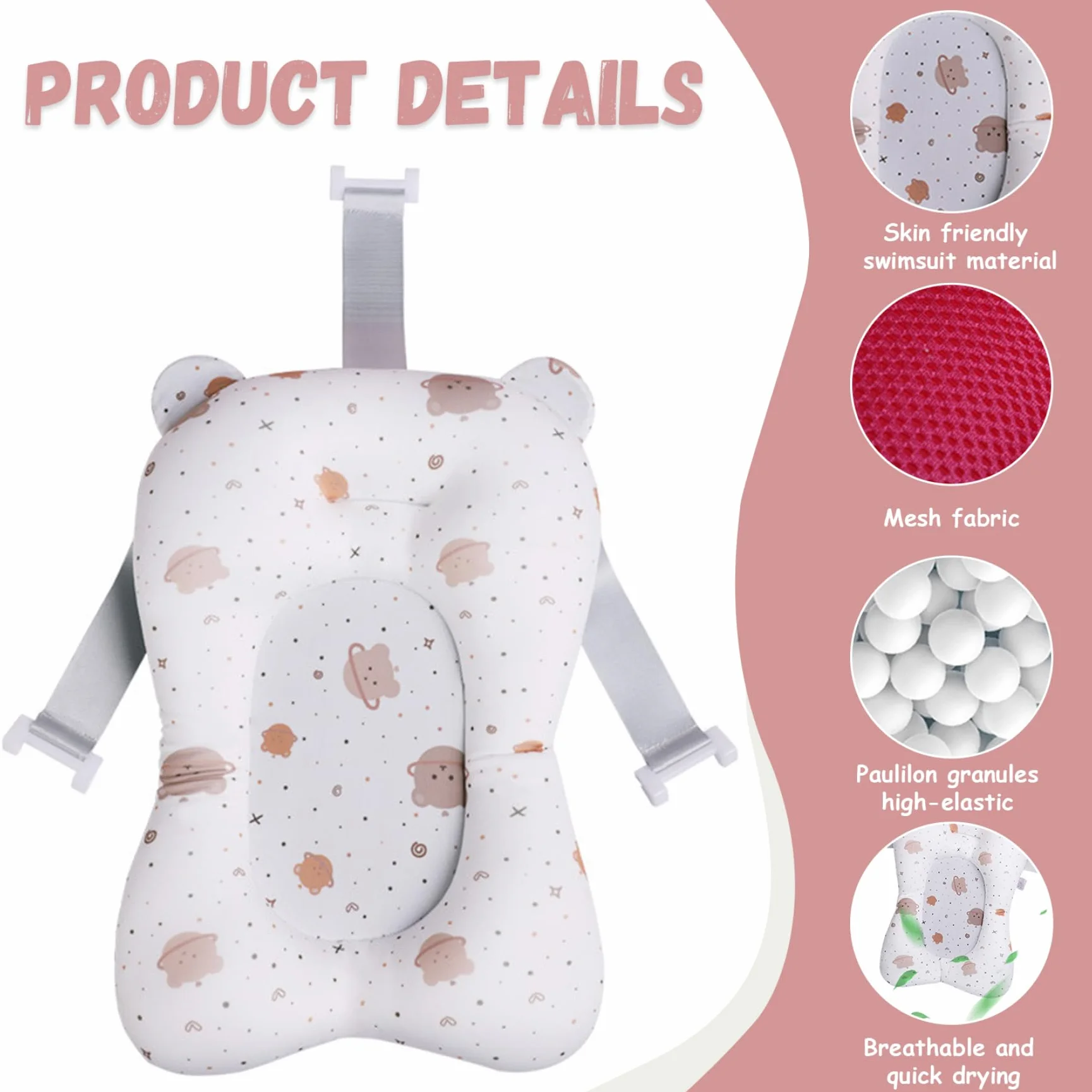 Coussin de baignoire antidérapant pour bébé réglable nouveau-né