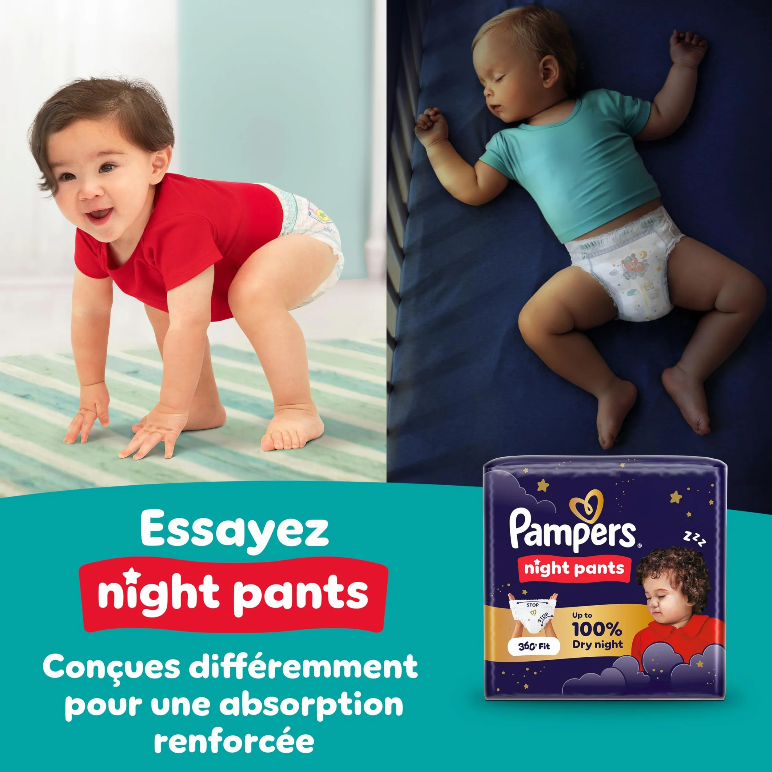 Pampers Baby-Dry Pants Taille 8 136 Couches-Culottes 17kg+ Protection 360° Fuites Jour et Nuit Family Pack
