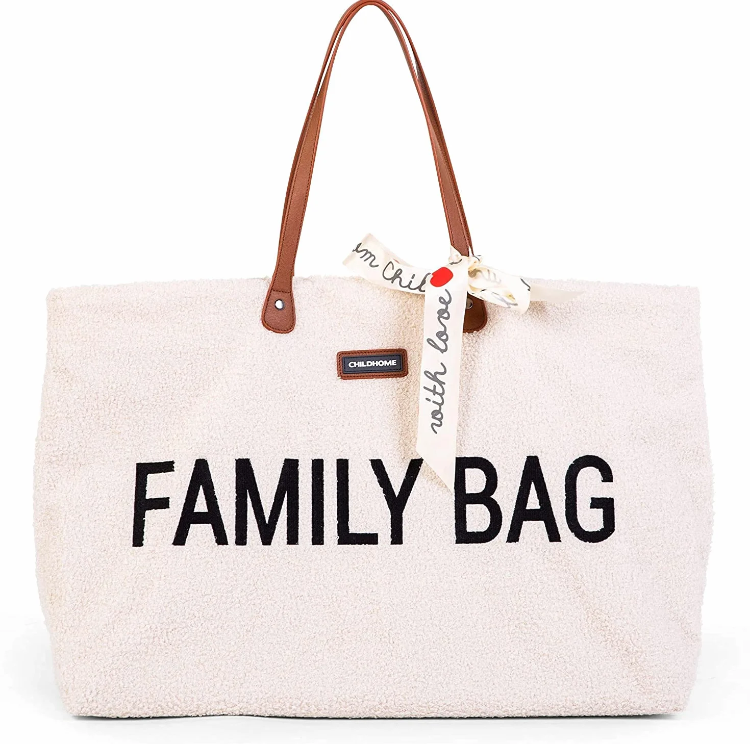 Childhome Family Bag Sac à Langer Voyage Grande Contenance Teddy Ecru