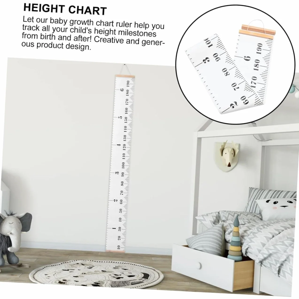 Toise de Hauteur pour Enfants Murale Règle Croissance Décoration Chambre