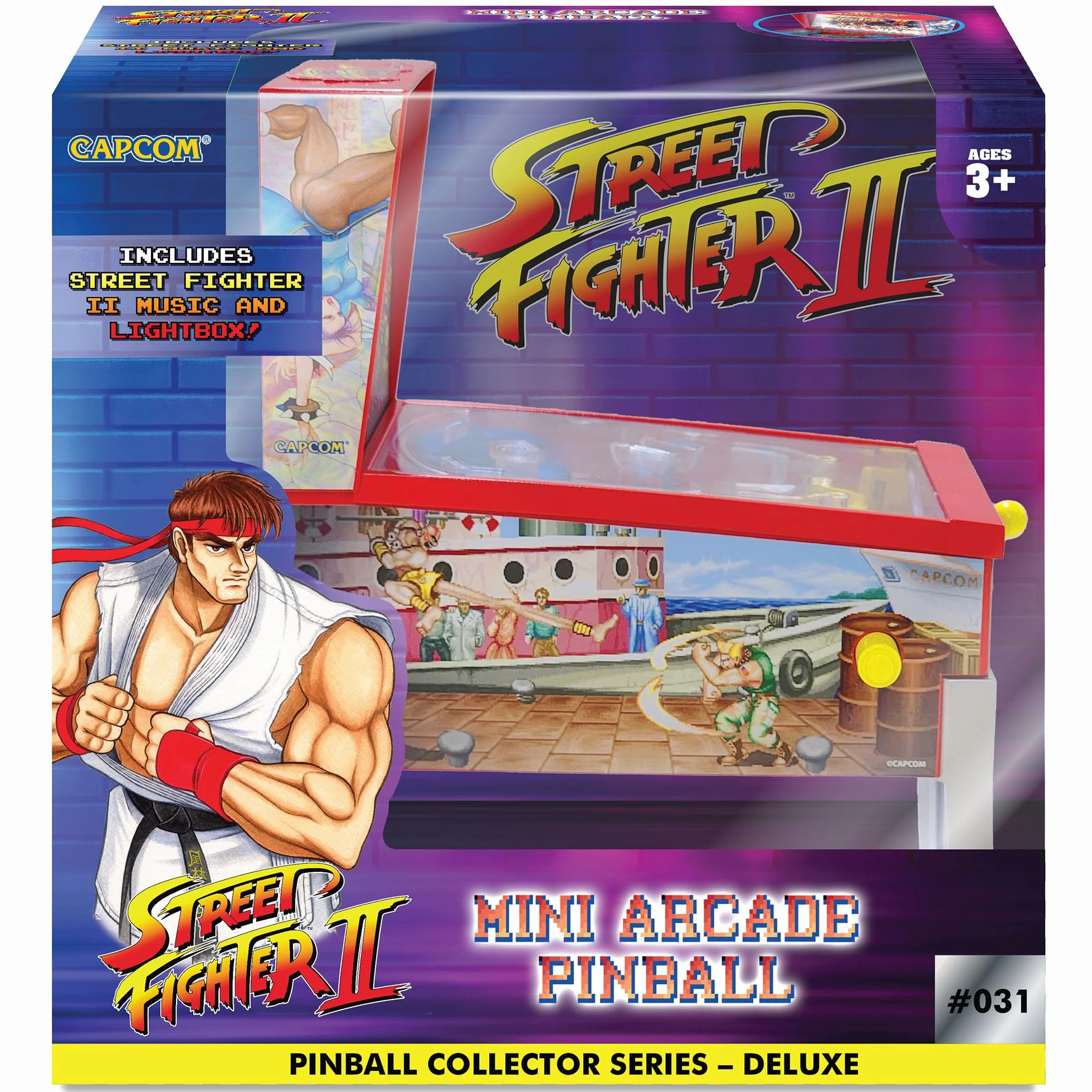 Ambassador Street Fighter II Mini Flipper Arcade - Jeu de Flipper de Table avec Lumière et Son