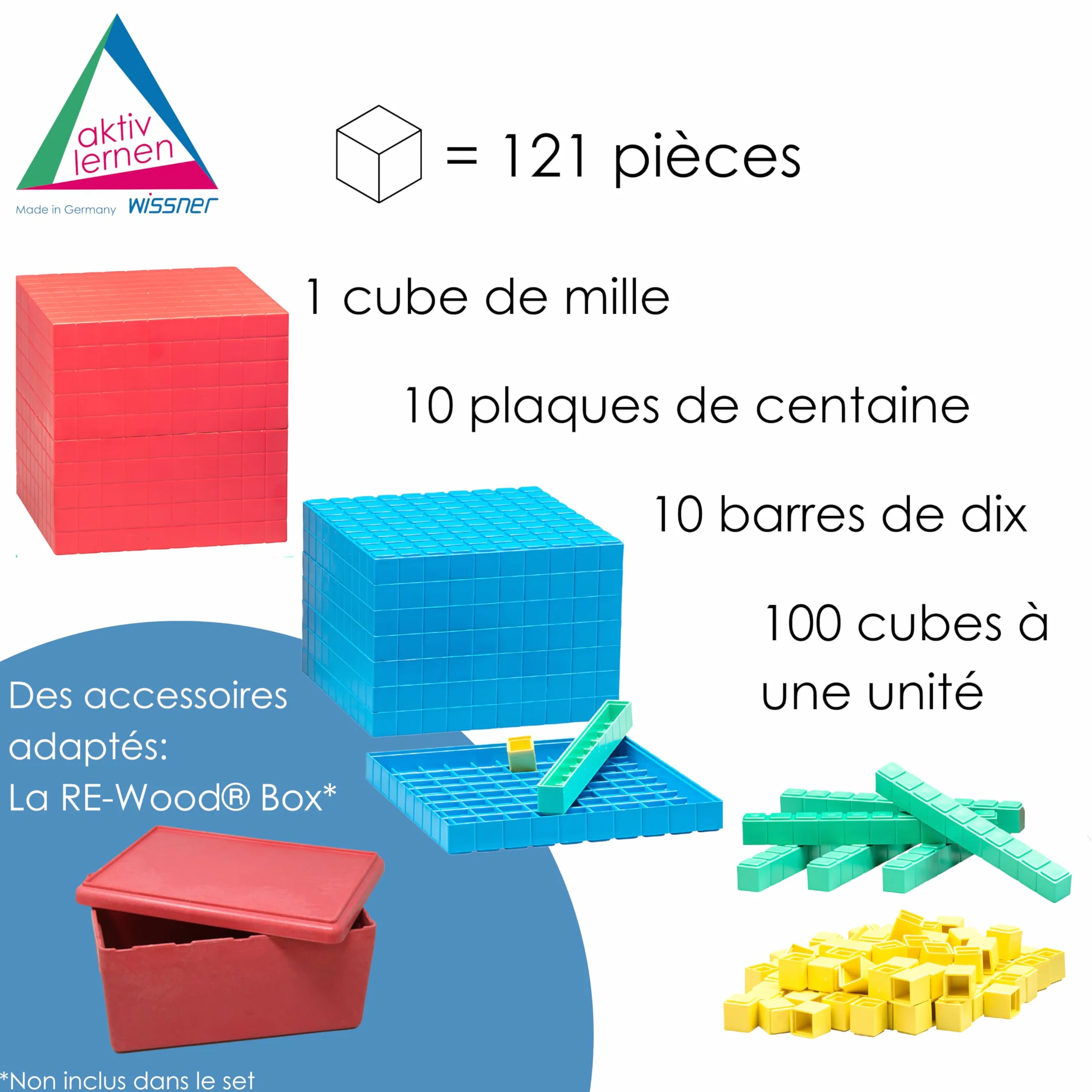 WISSNER Set de calcul décimal de base 121 pièces RE-Plastic
