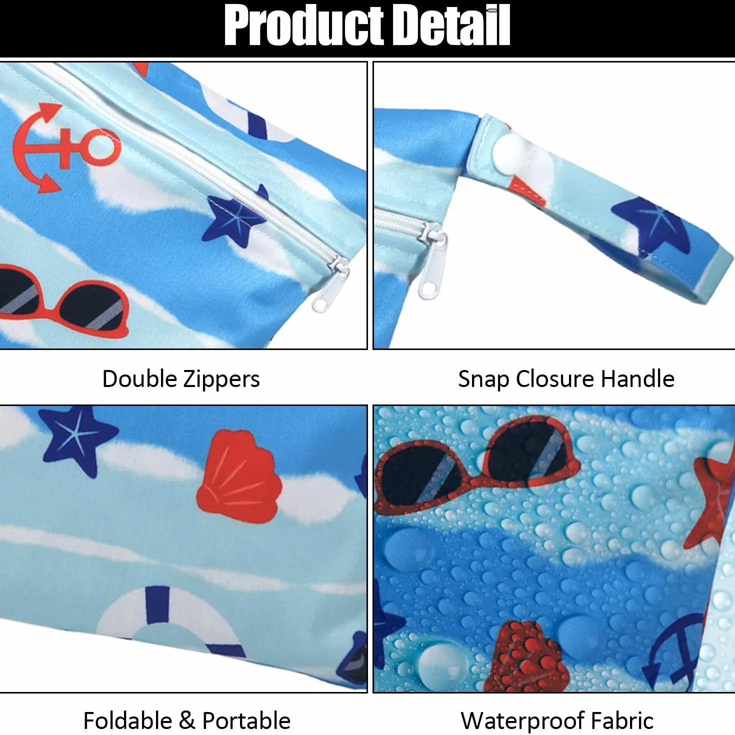 Sac Humide Imperméable Réutilisable en Tissu, Sac à Couches, Sac de Piscine de Plage de Voyage