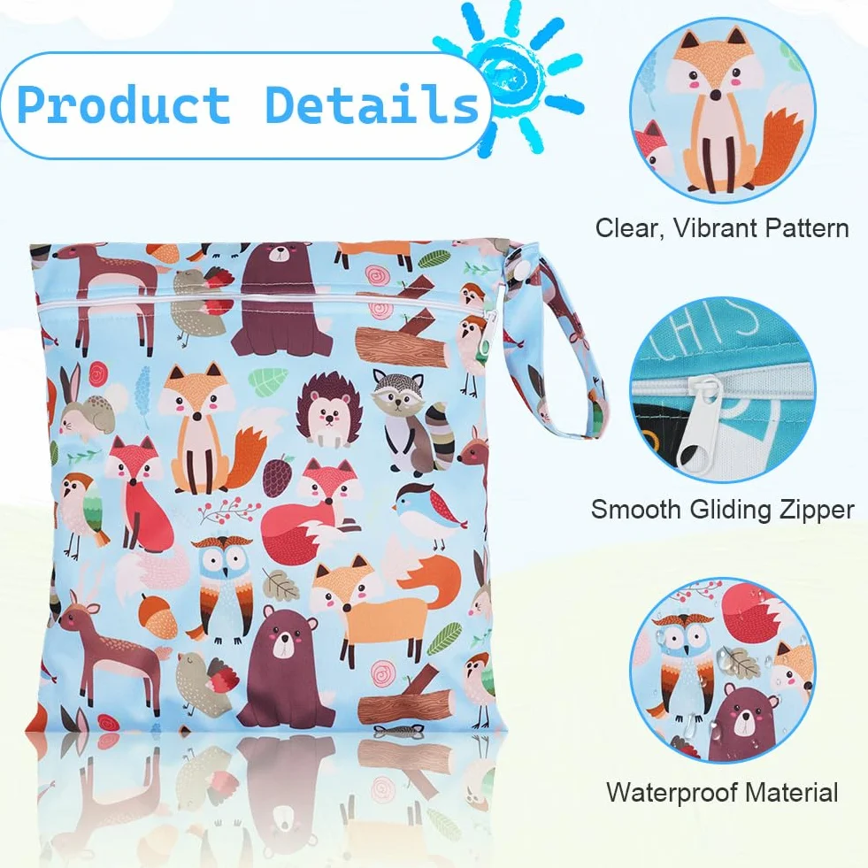 Aomig Sac à Couches Lavables 3PCS Sac Étanche Réutilisable Wet Dry Bag Voyage