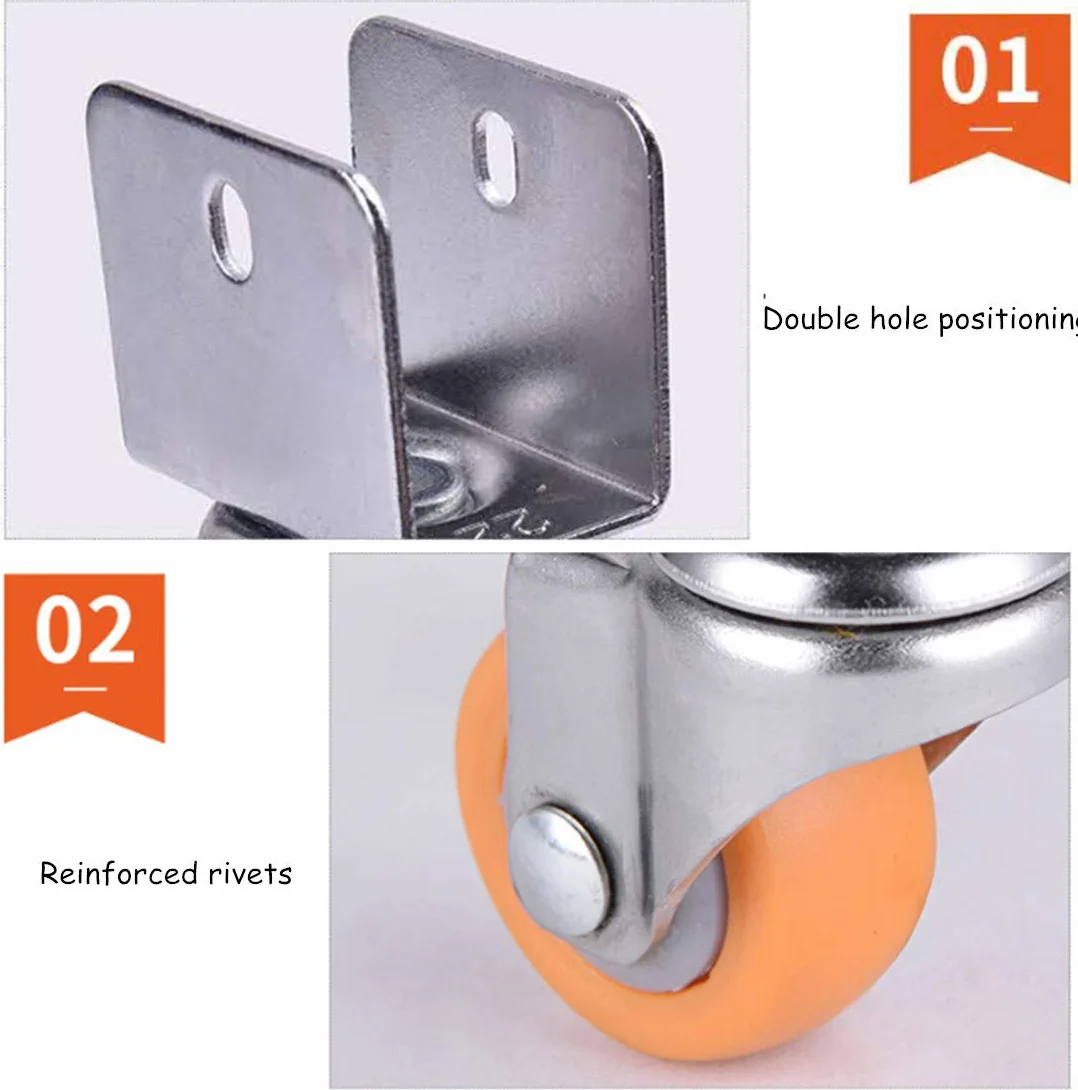 Roulettes pivotantes lourdes 1,5 pouces 38 mm pour berceaux avec support en U, roulettes de meubles en nylon, capacité 75 kg