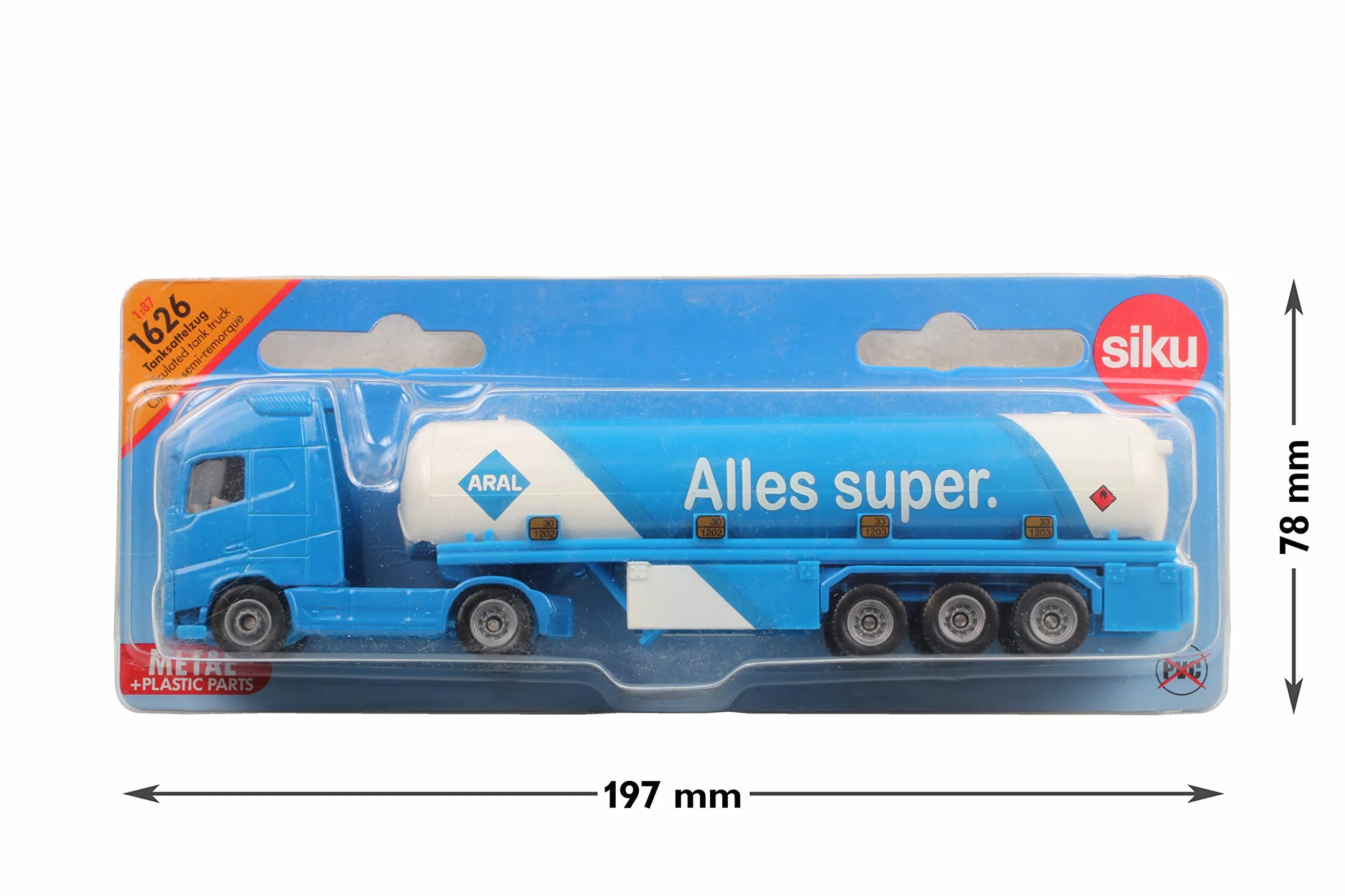 SIKU 1626 Camion-citerne Métal Plastique Bleu Blanc Logo ARAL Jouet Pneus Caoutchouc