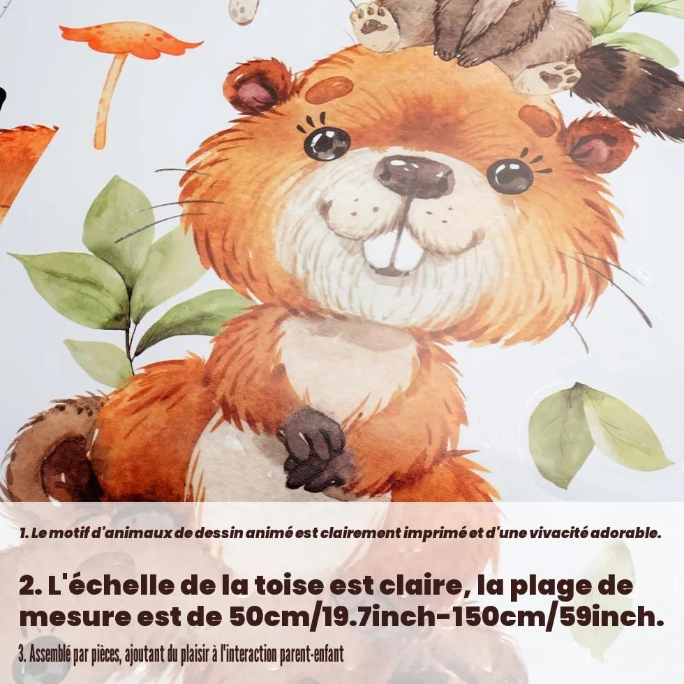 Toise Murale Enfant 50-150 cm - Tableau de Hauteur Animaux de la Forêt - Stickers Muraux pour Crèche
