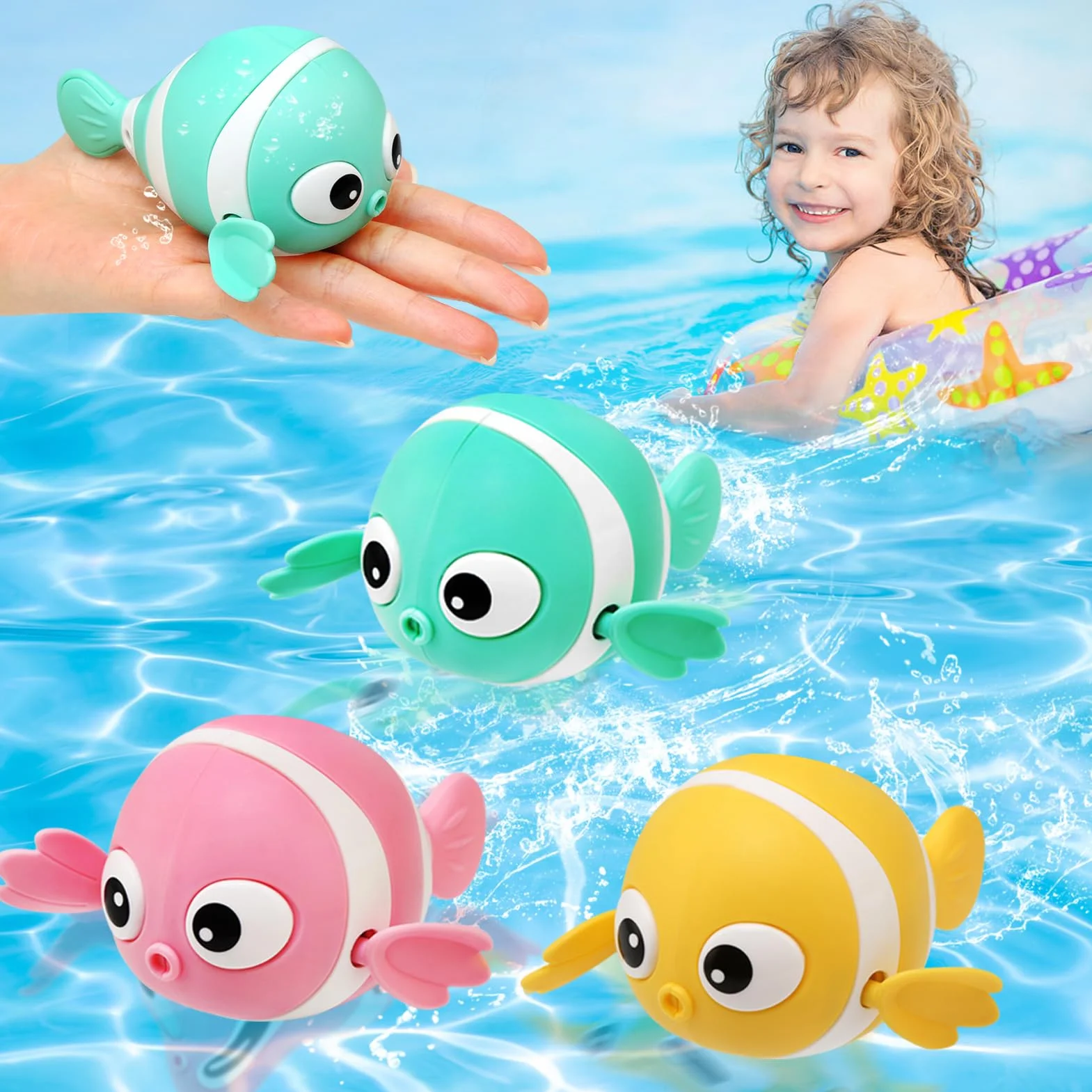 Jouet de Bain Bébé Poisson Animaux Flottants 3 Pièces Jeu d'Eau Piscine