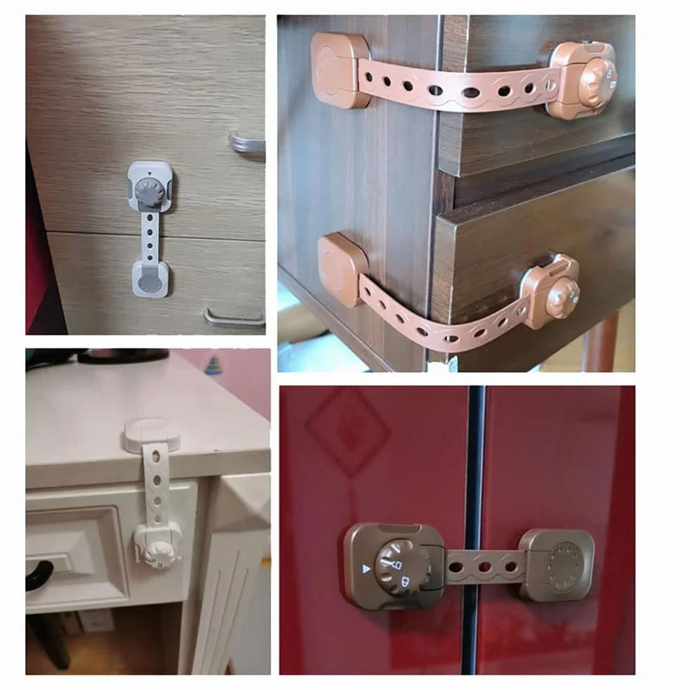 Verrous de sécurité réglables pour enfants WANGCL Lot de 6, gris blanc