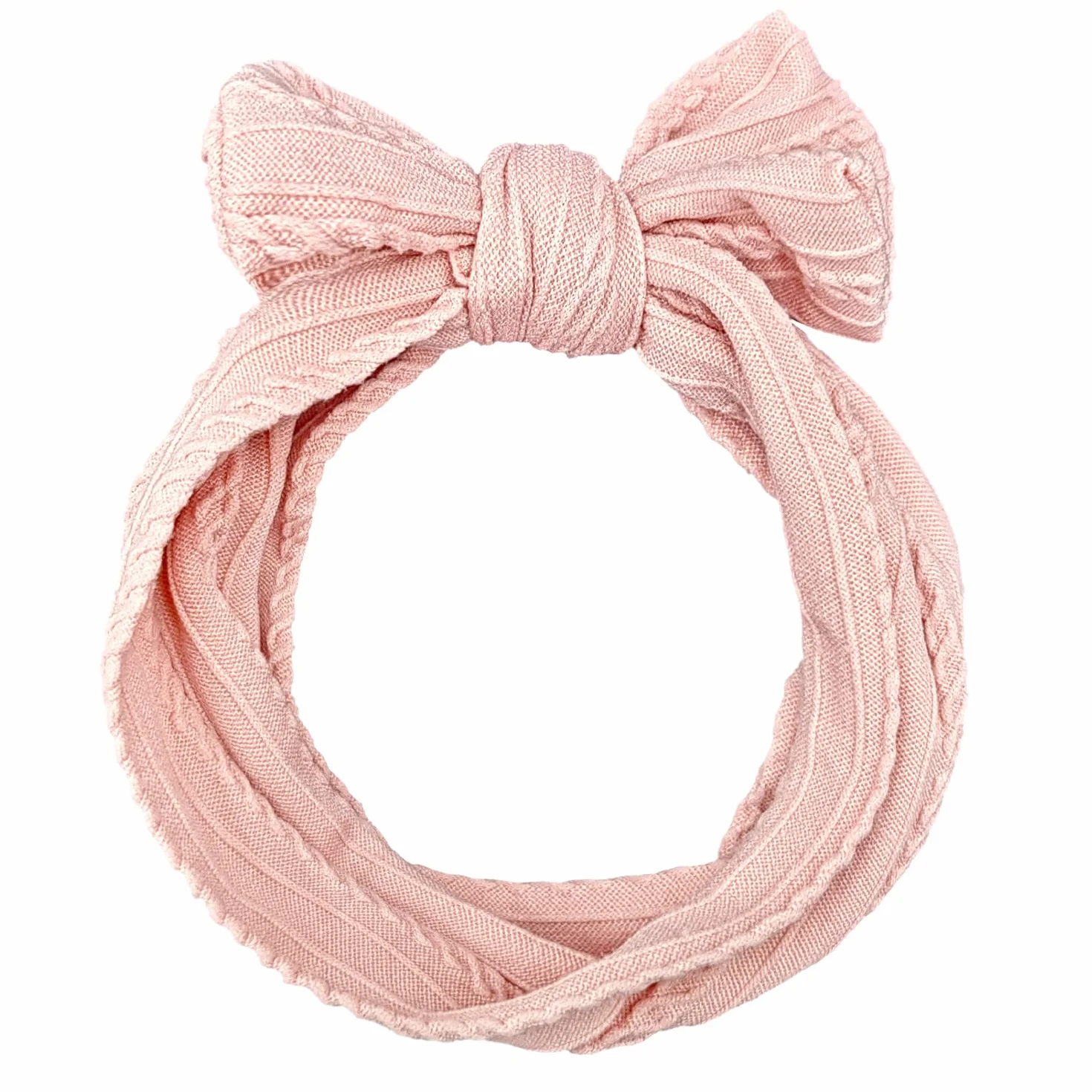 Bandeau Turban Bébé Fille Nylon Élastique Souple Rose Blanc 2 Pièces