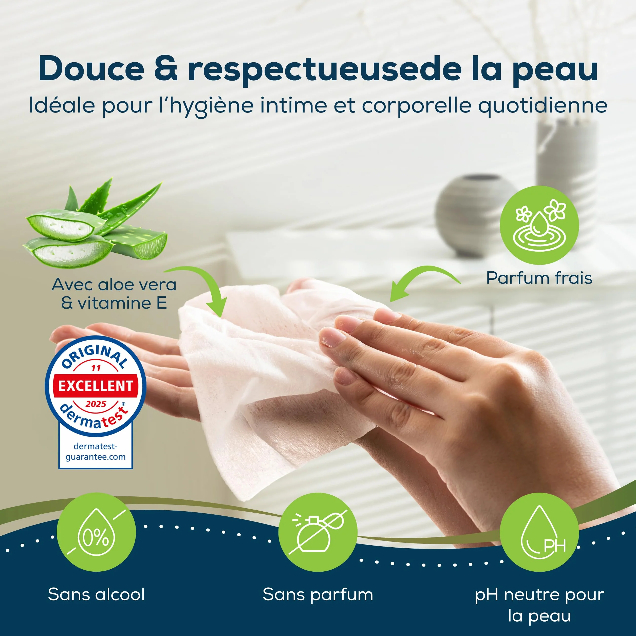 Sensalou Lingettes Humides XXL 23x33 cm – 80 Pièces, Sans Alcool, pour Peaux Sensibles