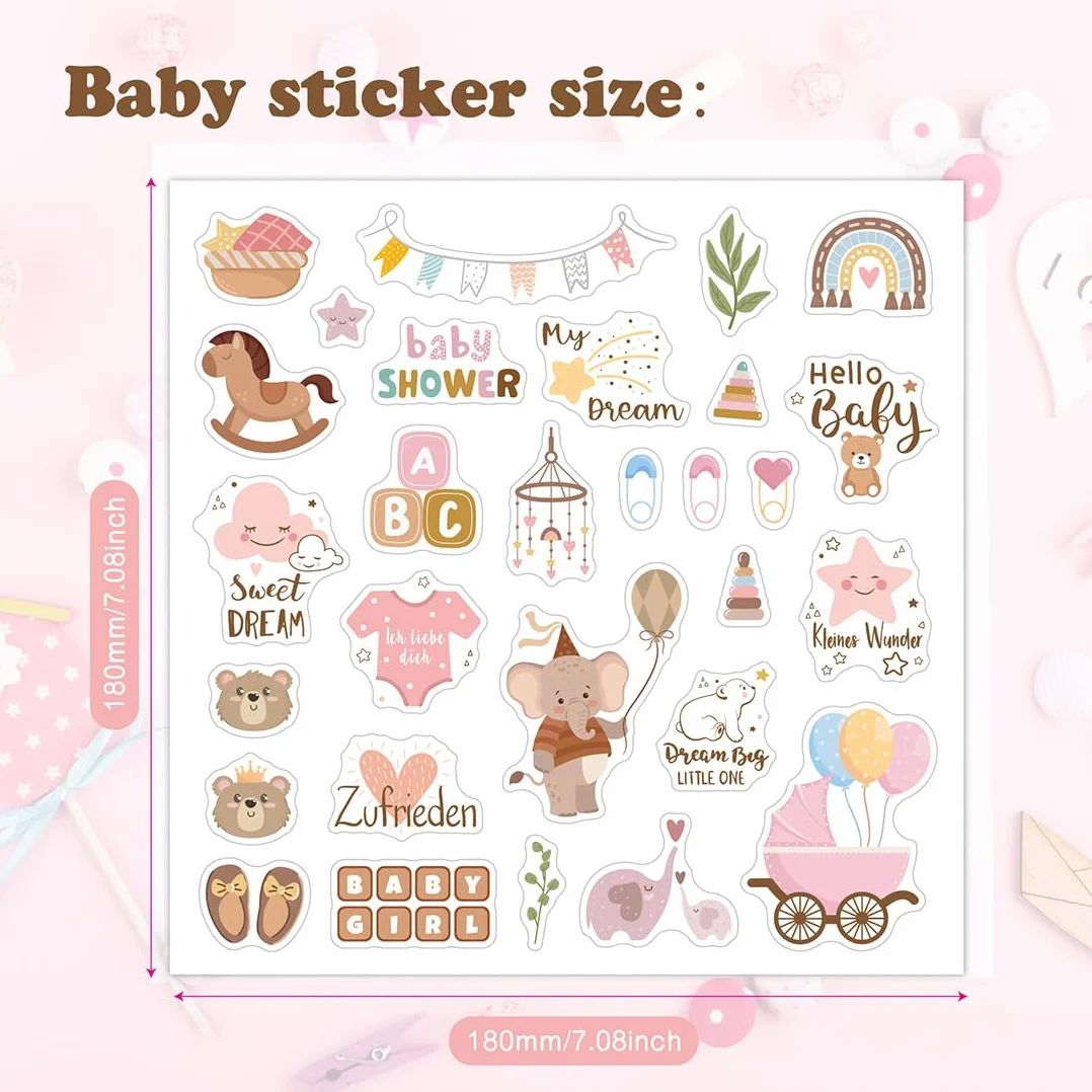 Lot de 4 feuilles 18×18cm d'autocollants pour Album Photo Bébé - Accessoires Scrapbooking Baptême