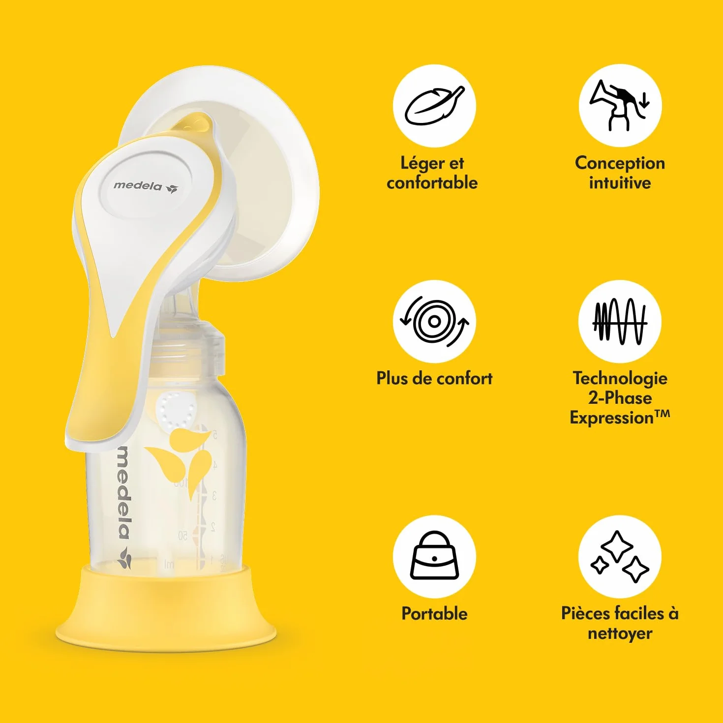 Medela tire-lait manuel Harmony avec protections PersonaFit Flex et technologie 2-Phase Expression