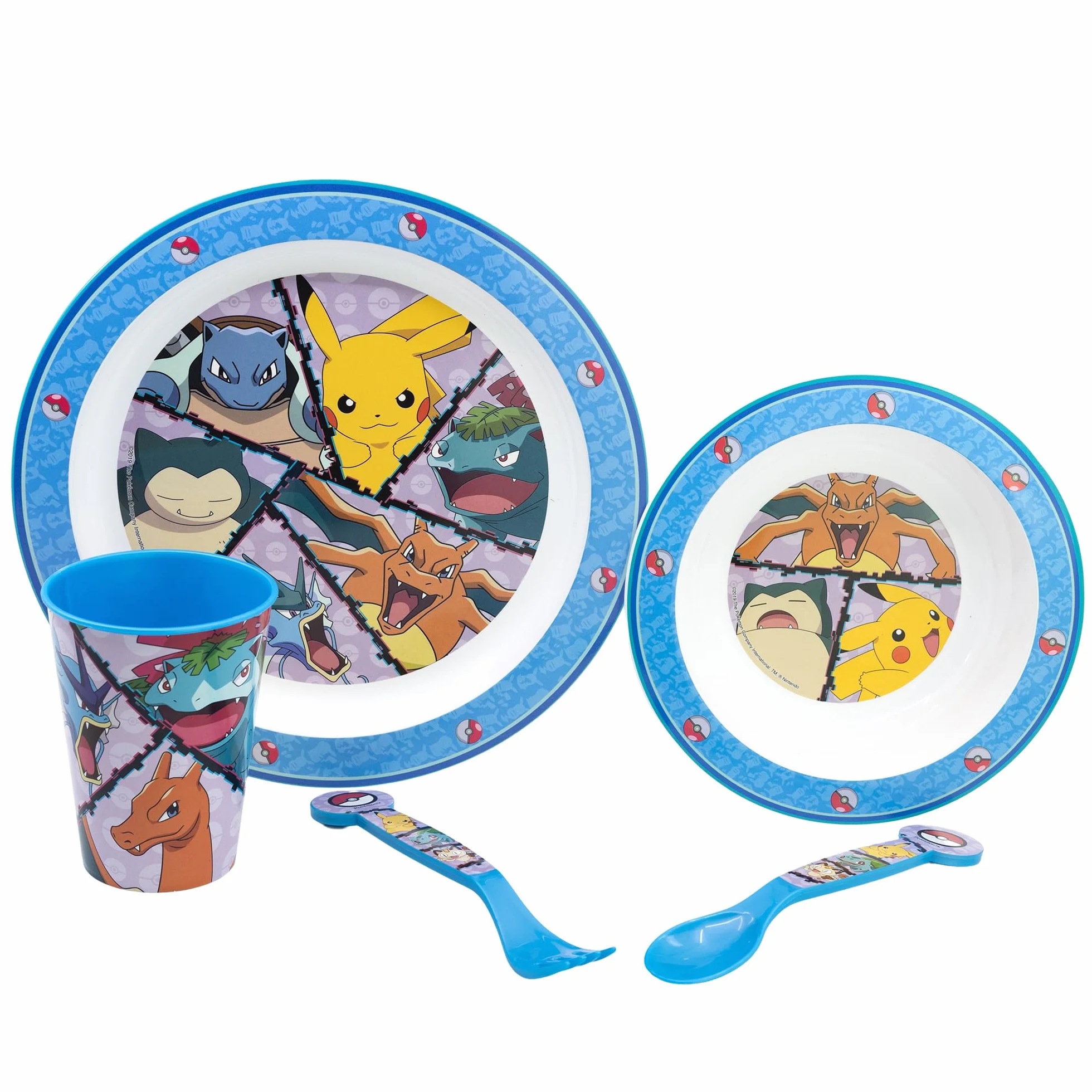 Set Vaisselle Enfant Pokémon - Verre Assiette Bol Couverts Plastique Résistant Compatible Micro-ondes Sans BPA