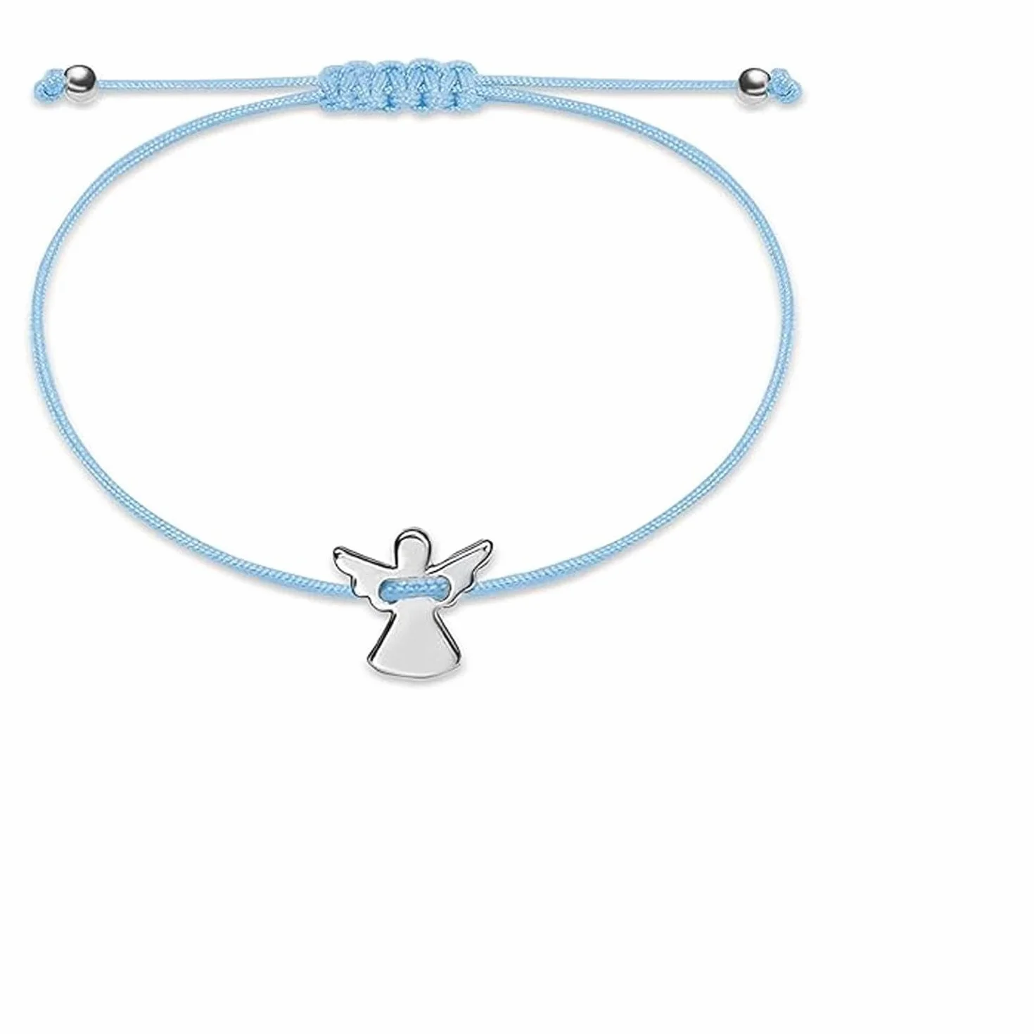 Ange Gardien Cordon tressé argenté Acier Inoxydable Réglable Cadeau Communion Baptême