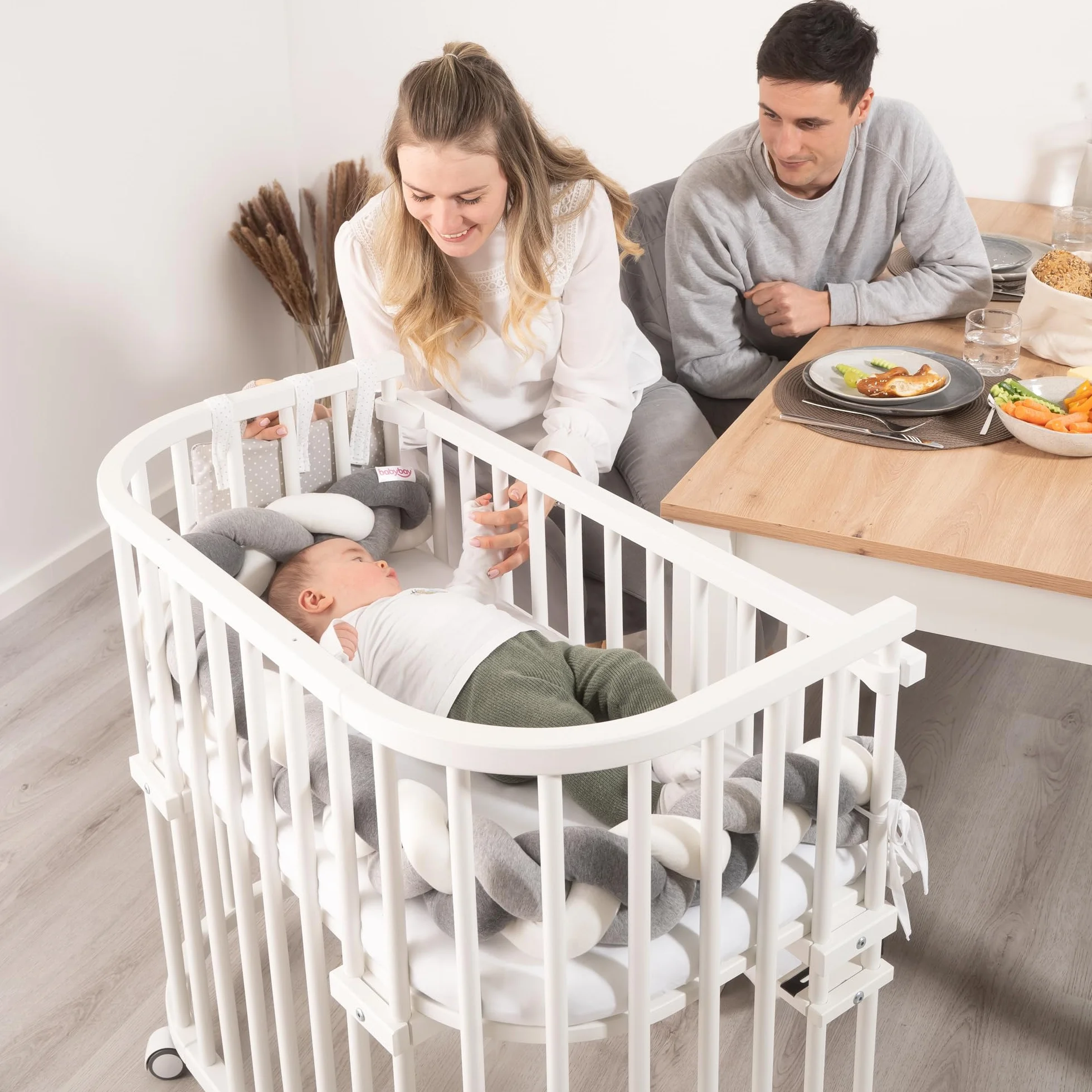 babybay Jeu de roulettes parquet rouleaux adapté à tous les modèles babybay I lit d'appoint berceau blanc
