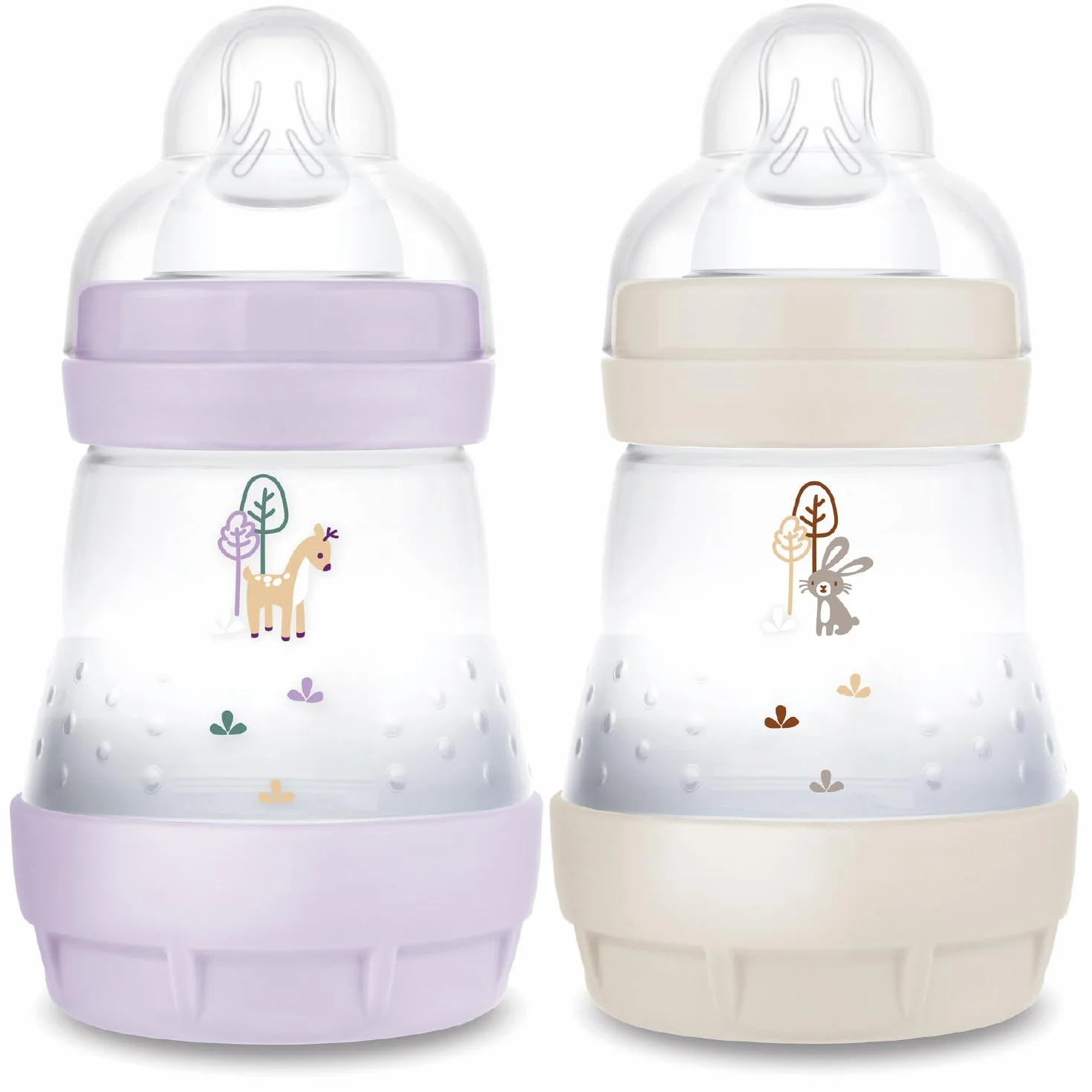 Lot de 2 biberons Easy Start Anti-Colique 0+ mois 160 ml Lilas + Sable pour bébé compatible allaitement