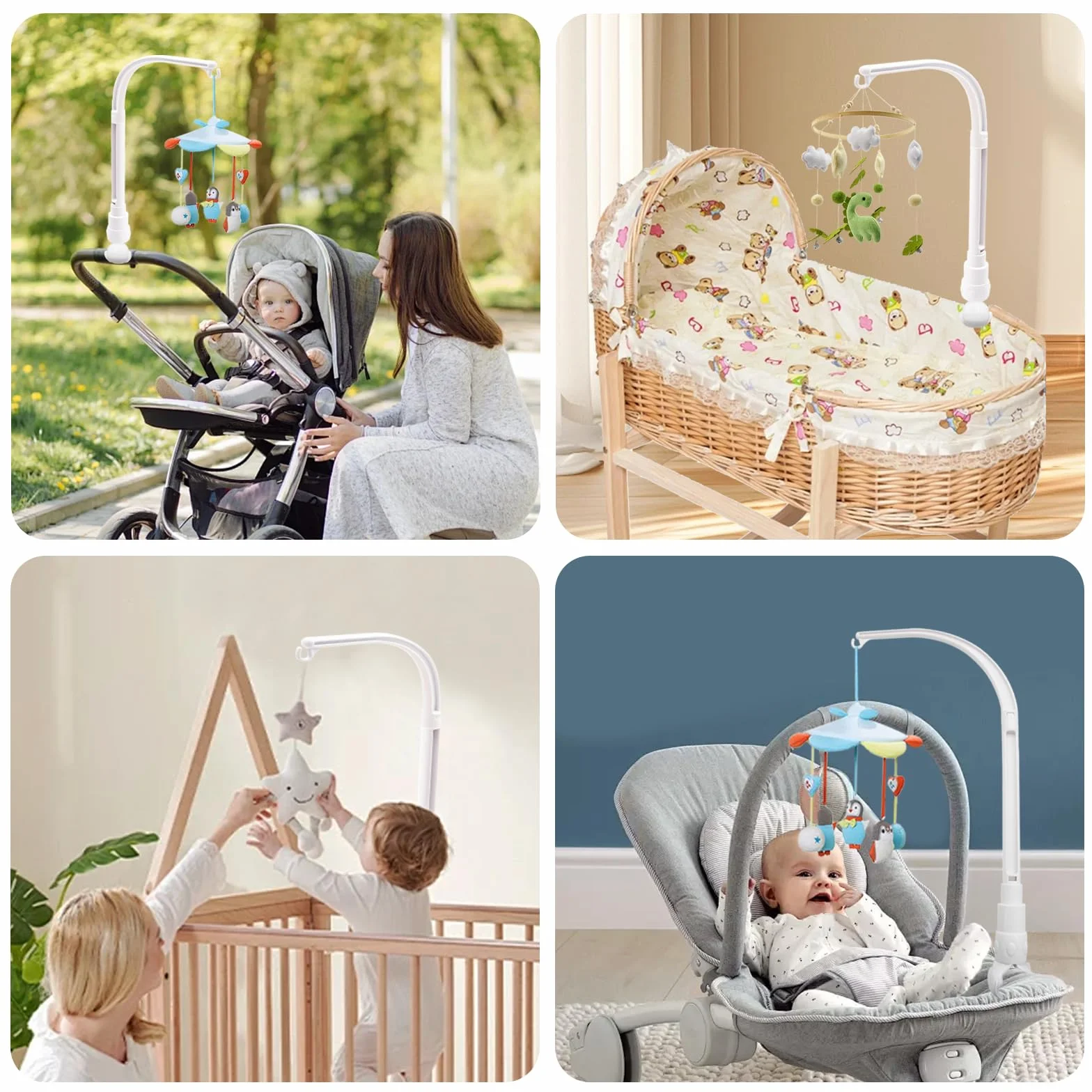 Support mobile pour lit d'enfant 58 cm amovible réglable Blanc