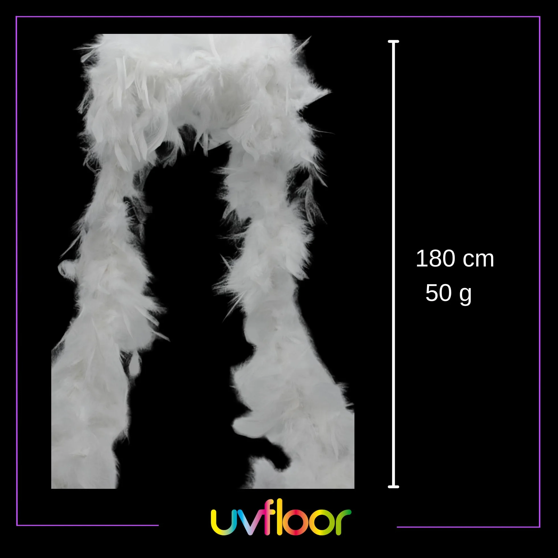 Boa En Plumes Fluo 1m80 Blanc Fluo Accessoire Fluorescent Fête Déguisement
