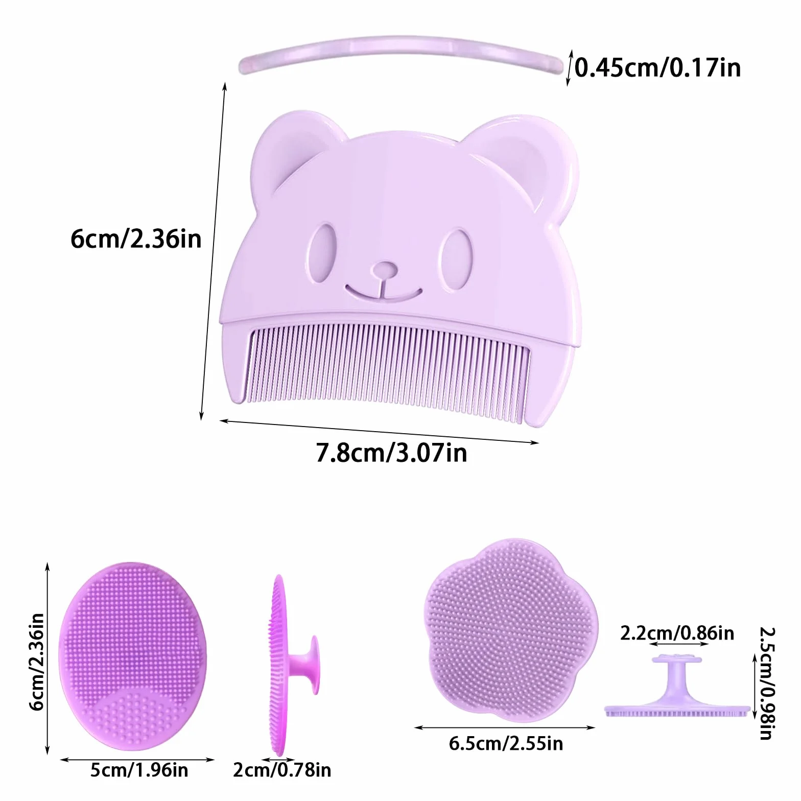 DALAETUS 3 Pièces Peigne pour Bébé, Brosse à Cheveux en Silicone avec Brosse Ovale et Fleurie pour Nouveaux Nés