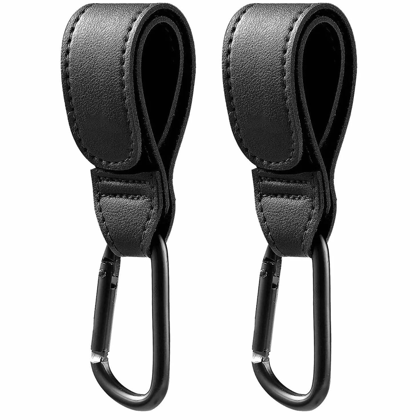 LYHURK Crochet Poussette 2 Pièces Mousqueton Accroche Universel Sac à Langer, Noir