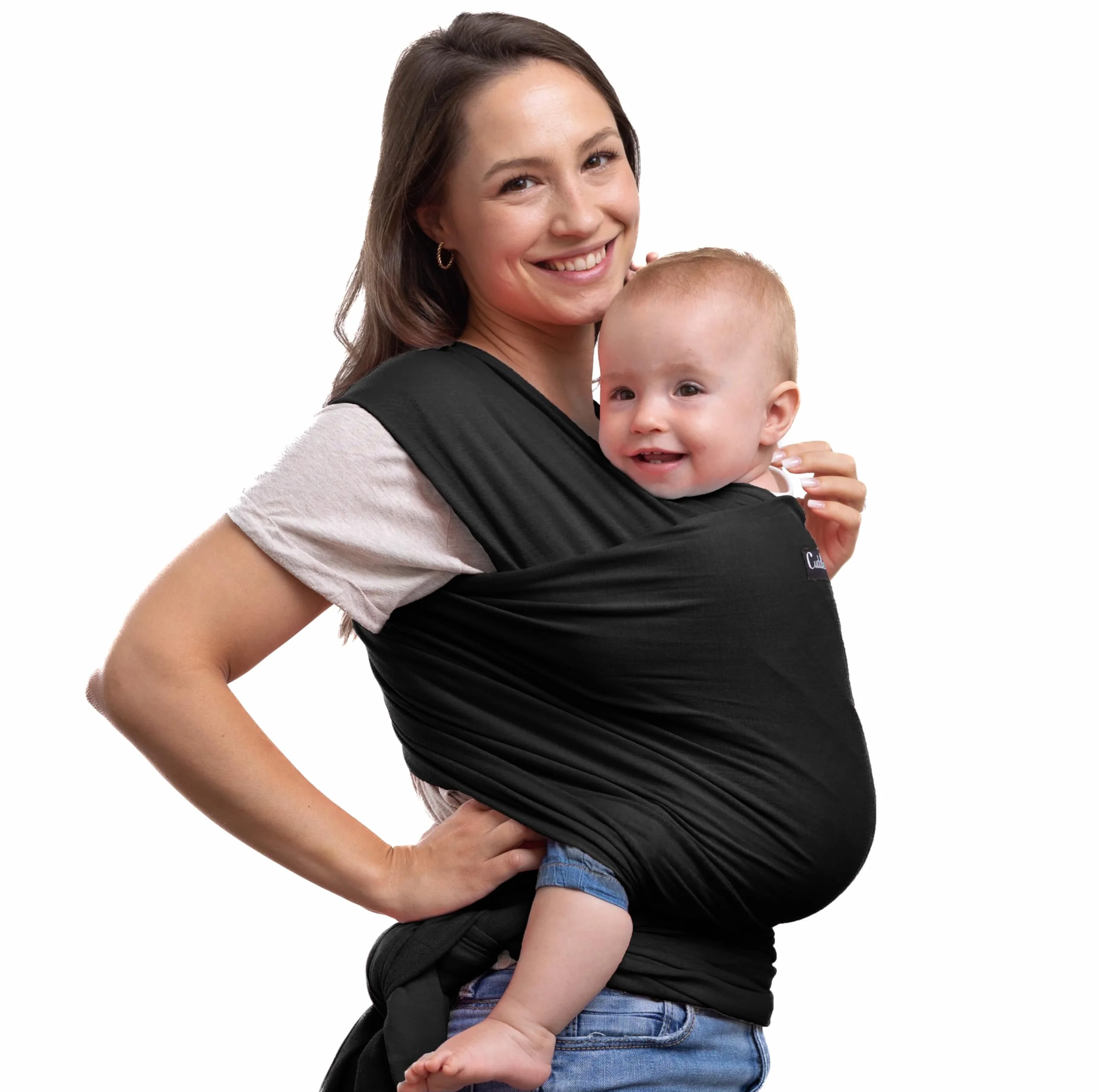 CuddleBug Écharpe de Portage Facile à Enfiler Porte Bébé Naissance Multifonctionnel 16 Kg Noir