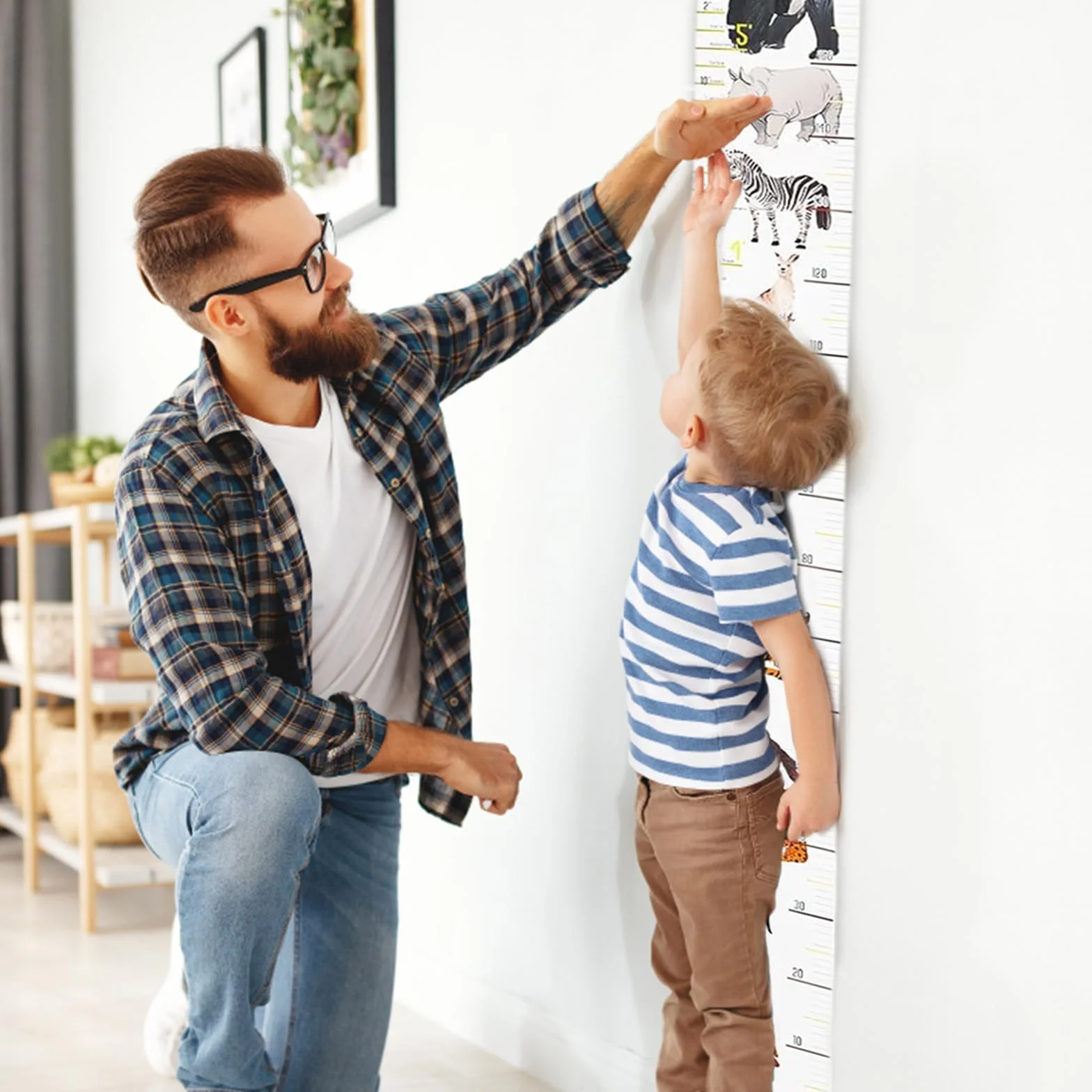 Toise de Hauteur En Toile pour Enfants, Règle de Mesure Murale, Tableau de Croissance Décoration Chambre