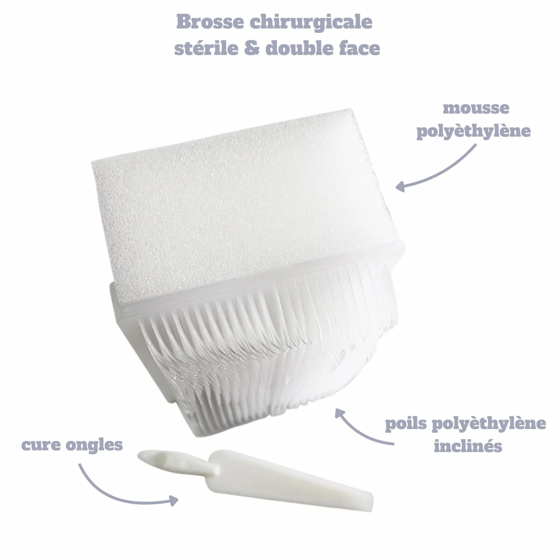 Brosse Chirurgicale Stérile Avec Cure-Ongle Double Face Thérapie Sensorielle Enfant Adulte Carton x 30
