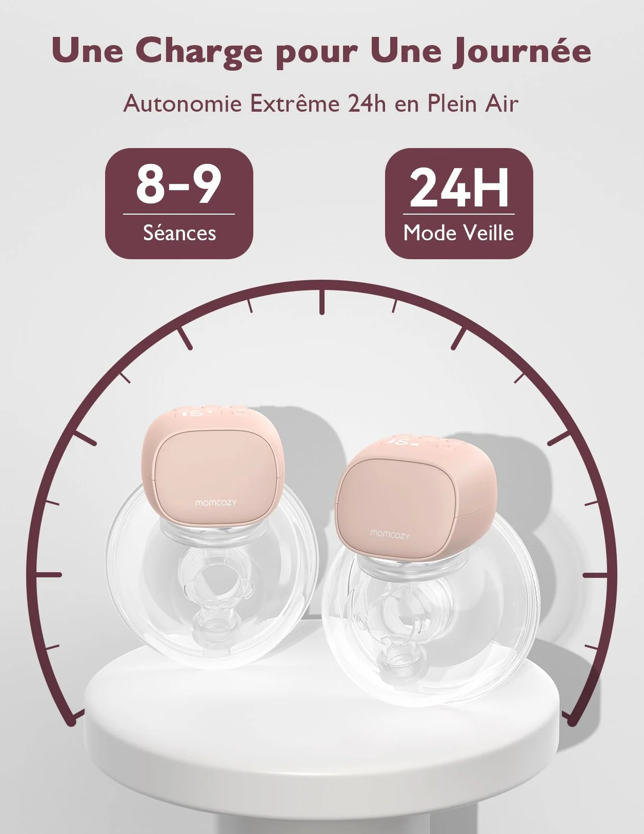 Momcozy S9 Pro Tire-lait Électrique Mains Libres, Batterie Longue Durée, Écran LED, Portable 2 Modes 9 Niveaux 24mm Rose