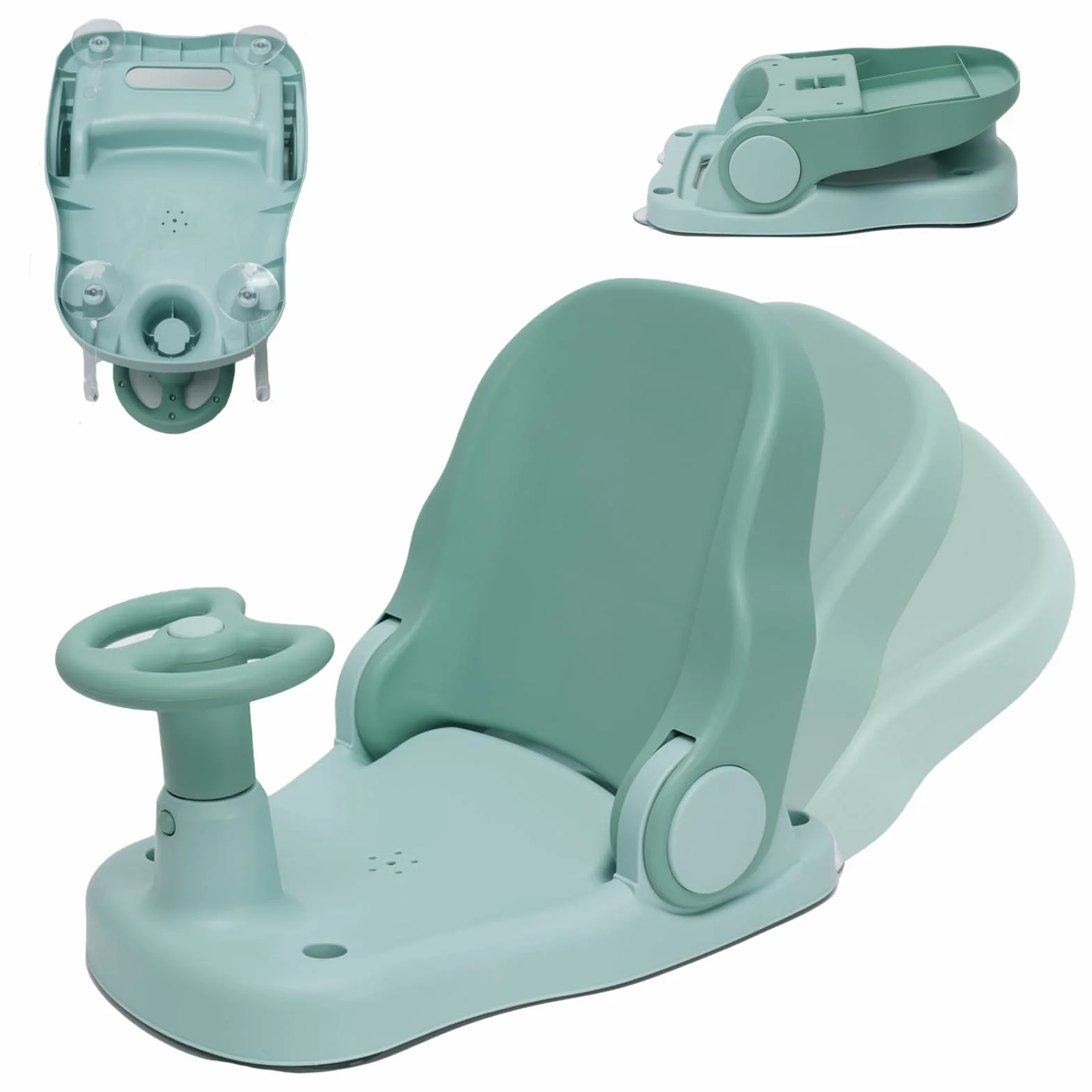 Chaise de Bain Bébé 6-24 Mois Dossier Réglable 4 Ventouses Pliable Antidérapant