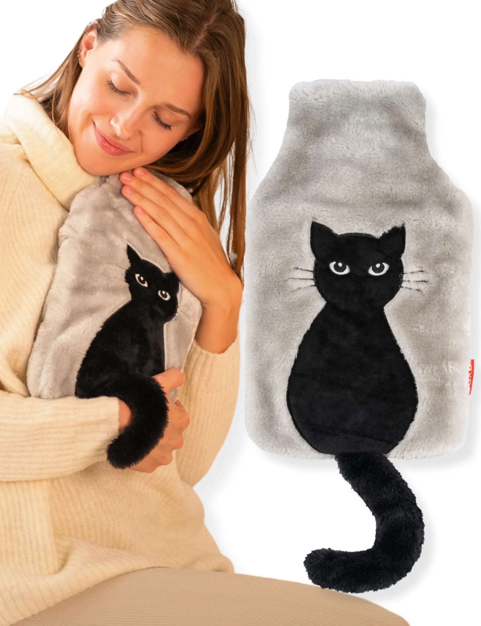 Bouillotte Eau Chaude Anti Colique Bebe Peluche Chat Queue