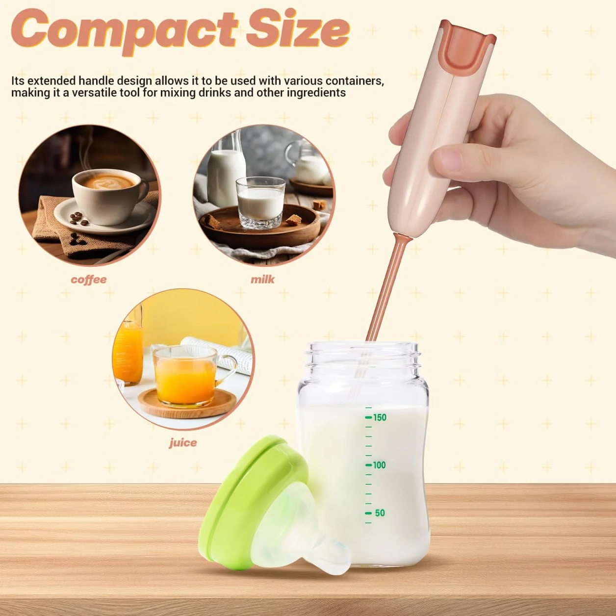 Toyvian Mini Mixeur Électrique Portable à Main pour Lait Infantile