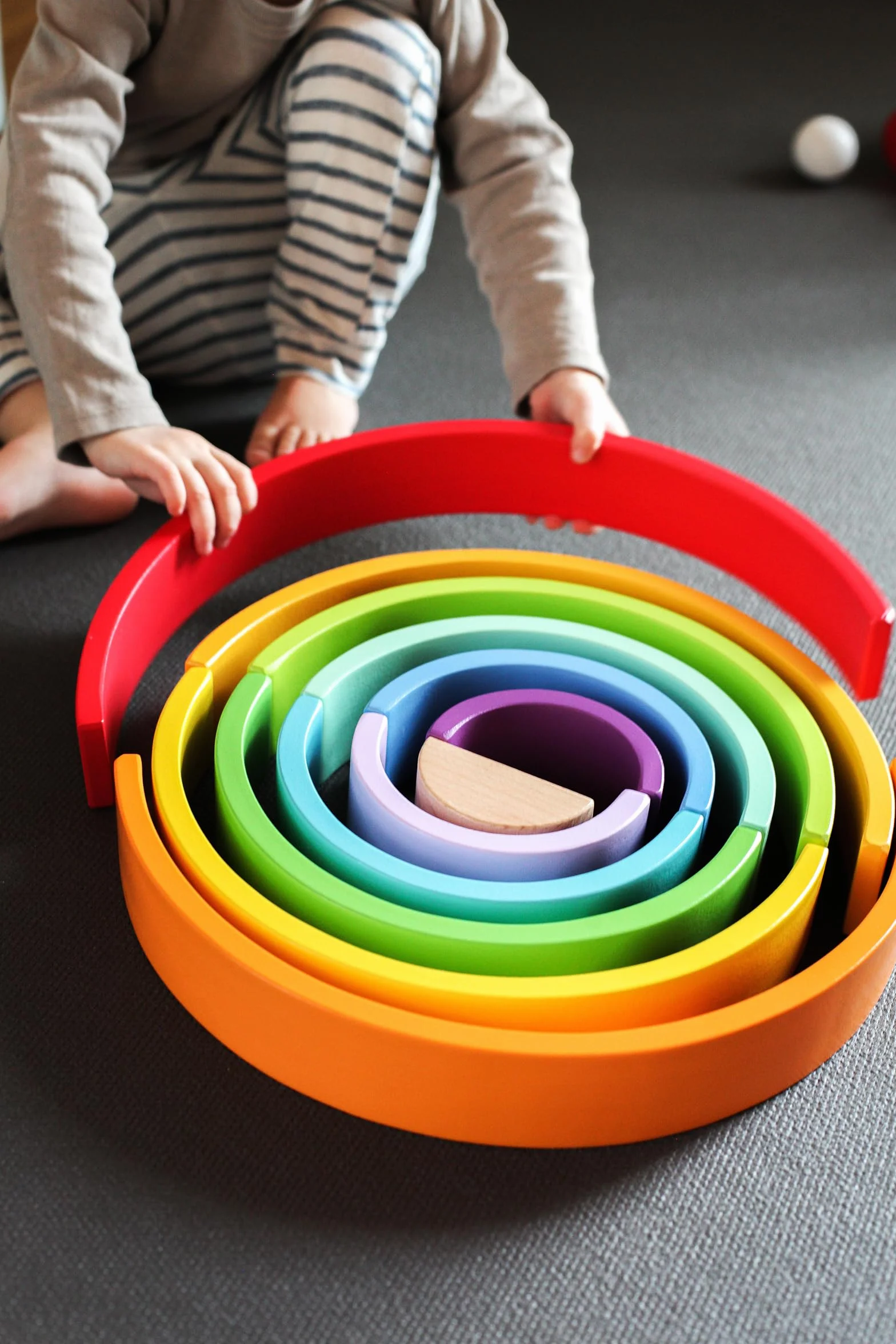 Small Foot Blocs de construction en bois Arc-en-ciel XL, 12 pcs, 2 boules
