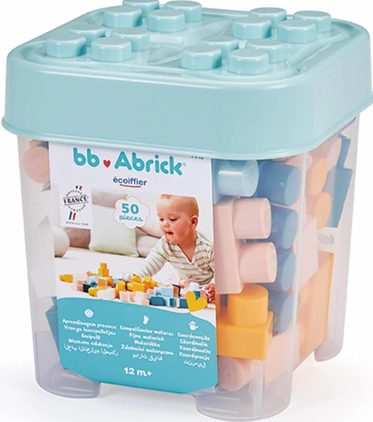 Ecoiffier Mes premières Briques BB Abrick Jeu d'éveil 50 pièces Pastel