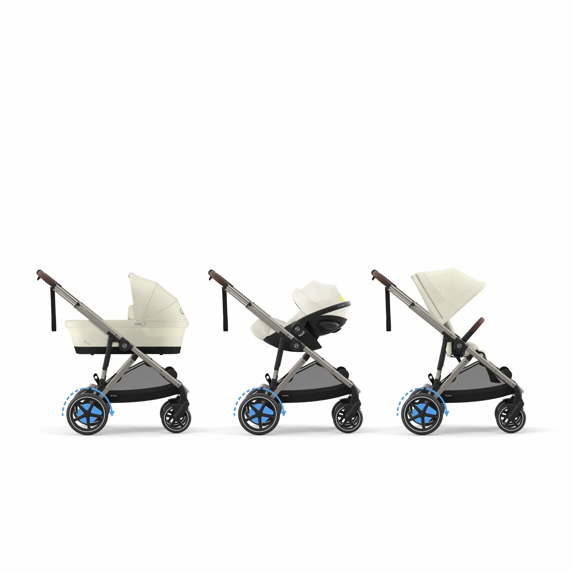 CYBEX Poussette Gold e-GAZELLE S, de la naissance à 4 ans, max. 22 kg, système tout-en-1 avec propulsion électrique, Beige coquillage