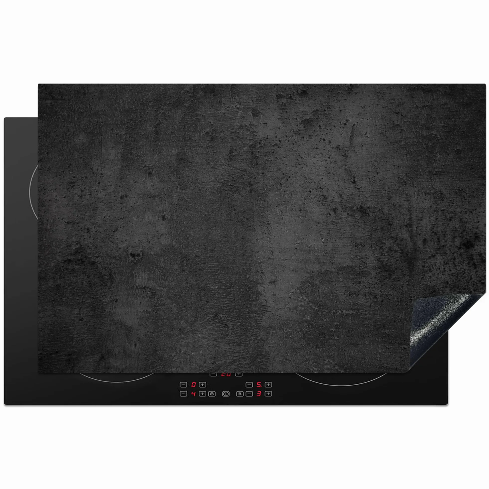 KitchenYeah Protection Plaque Cuisson Cache Induction 80x52 cm Béton Gris Noir