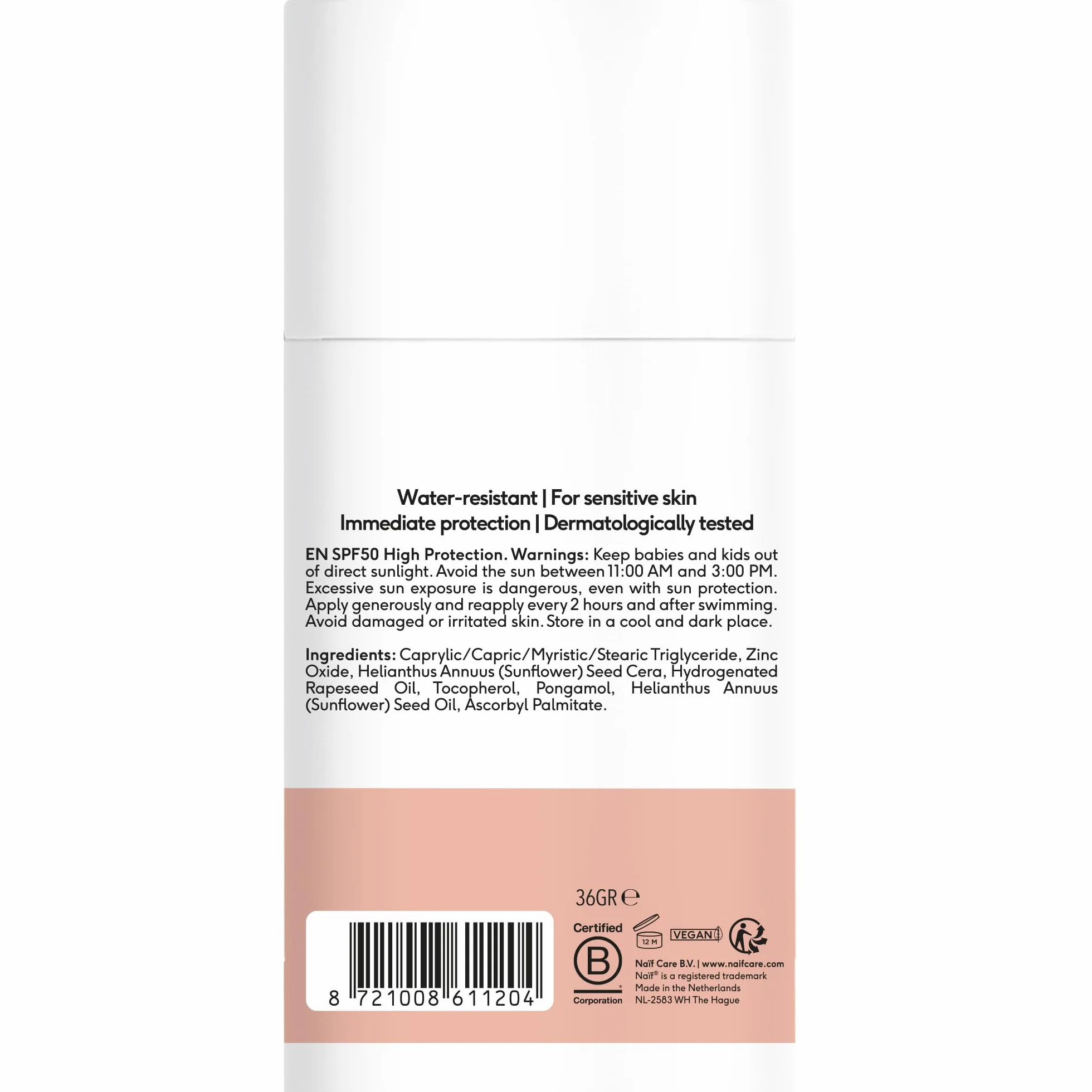 Naïf Stick Solaire Minéral Bébé Enfant SPF 50 Protection UVA/UVB Résistant à l'Eau 36 g