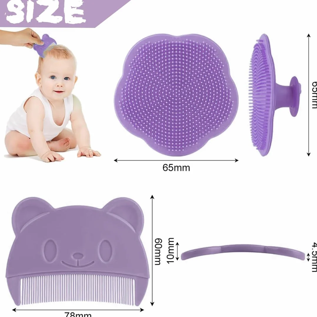 Brosse et peigne pour bébé en silicone 2 pièces - Violet