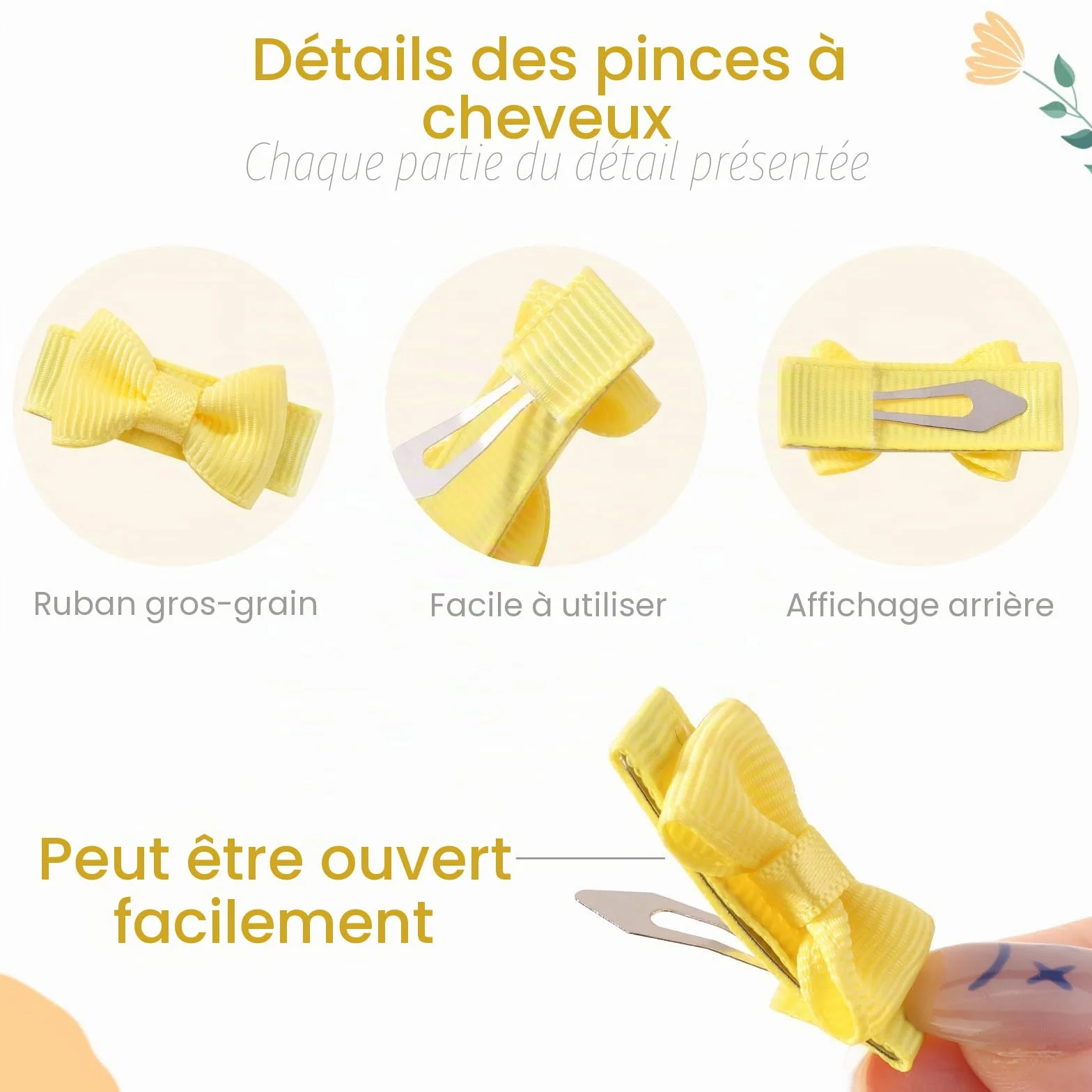 Jollybows 25 pièces Barrette Cheveux Bebe Fille, 1,2 pouces 3cm Mini Pince Cheveux Grosgrain Ribbon Anti Glisse