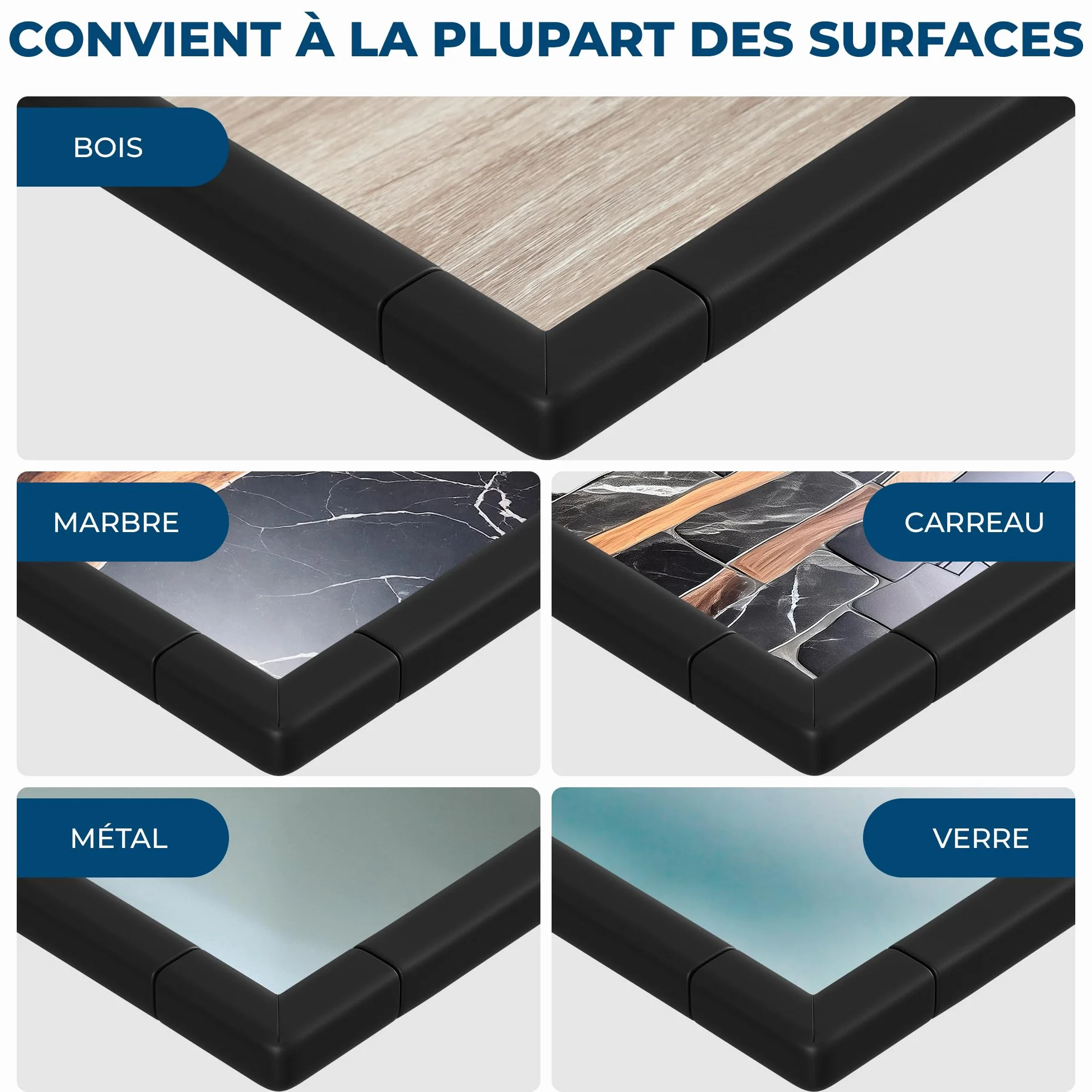 Hoffenbach Protection en Mousse pour Bords & Coins – Bande de Sécurité 6,2 m avec 12 Coussins d’Angle – Lit Bébé – Noir