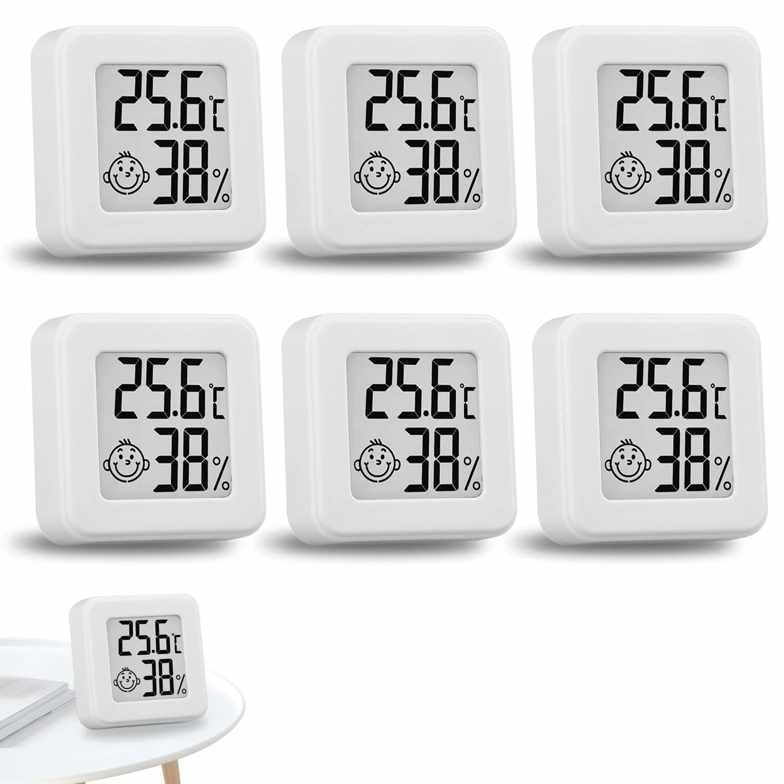 Thermomètre Hygromètre Intérieur Numérique Lot de 6, Mini Thermomètre Digital Haute Précision, Moniteur Température Humidité