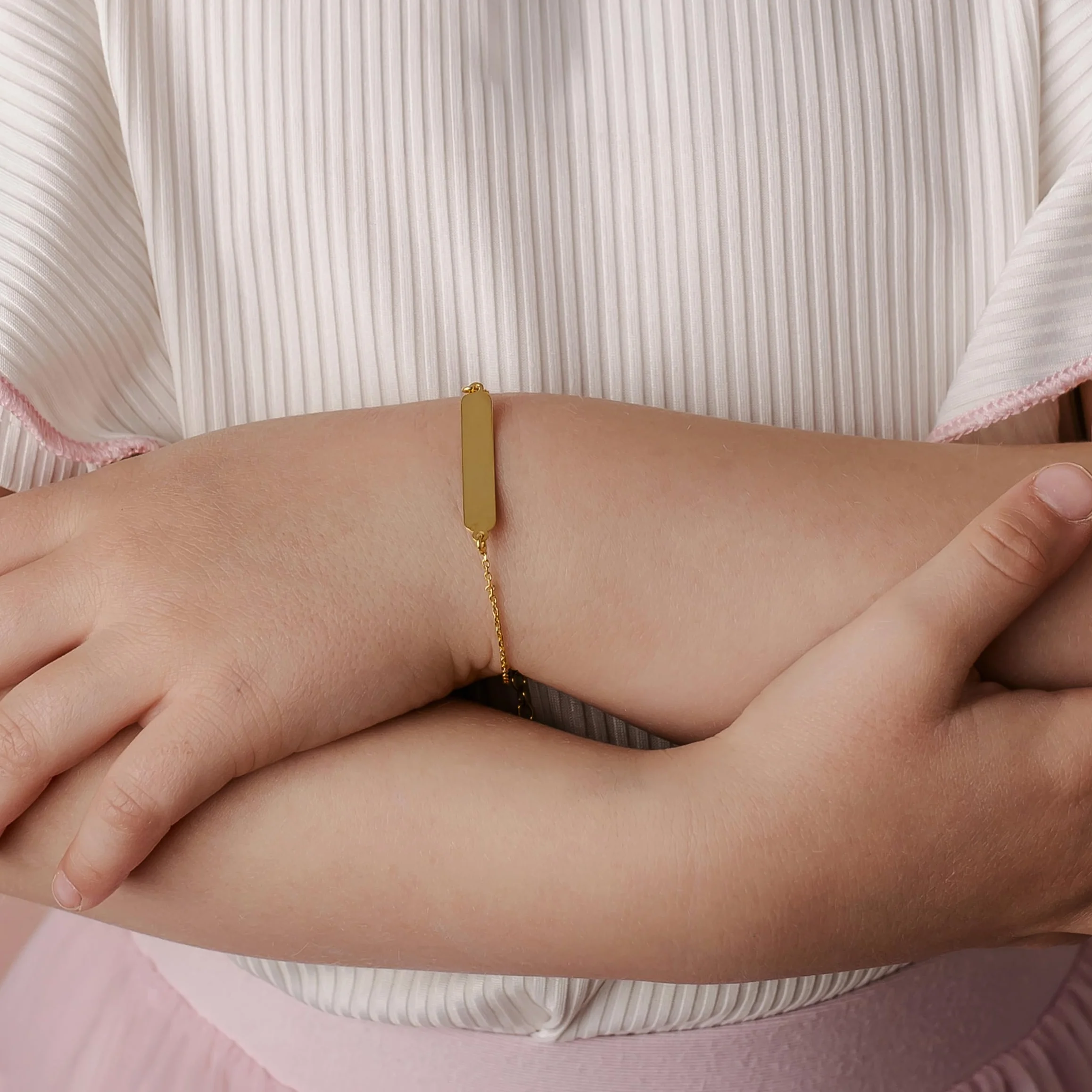 Sakrami Bracelet en argent 925 pour enfants, or jaune, rhodié ou rose + coffret cadeau